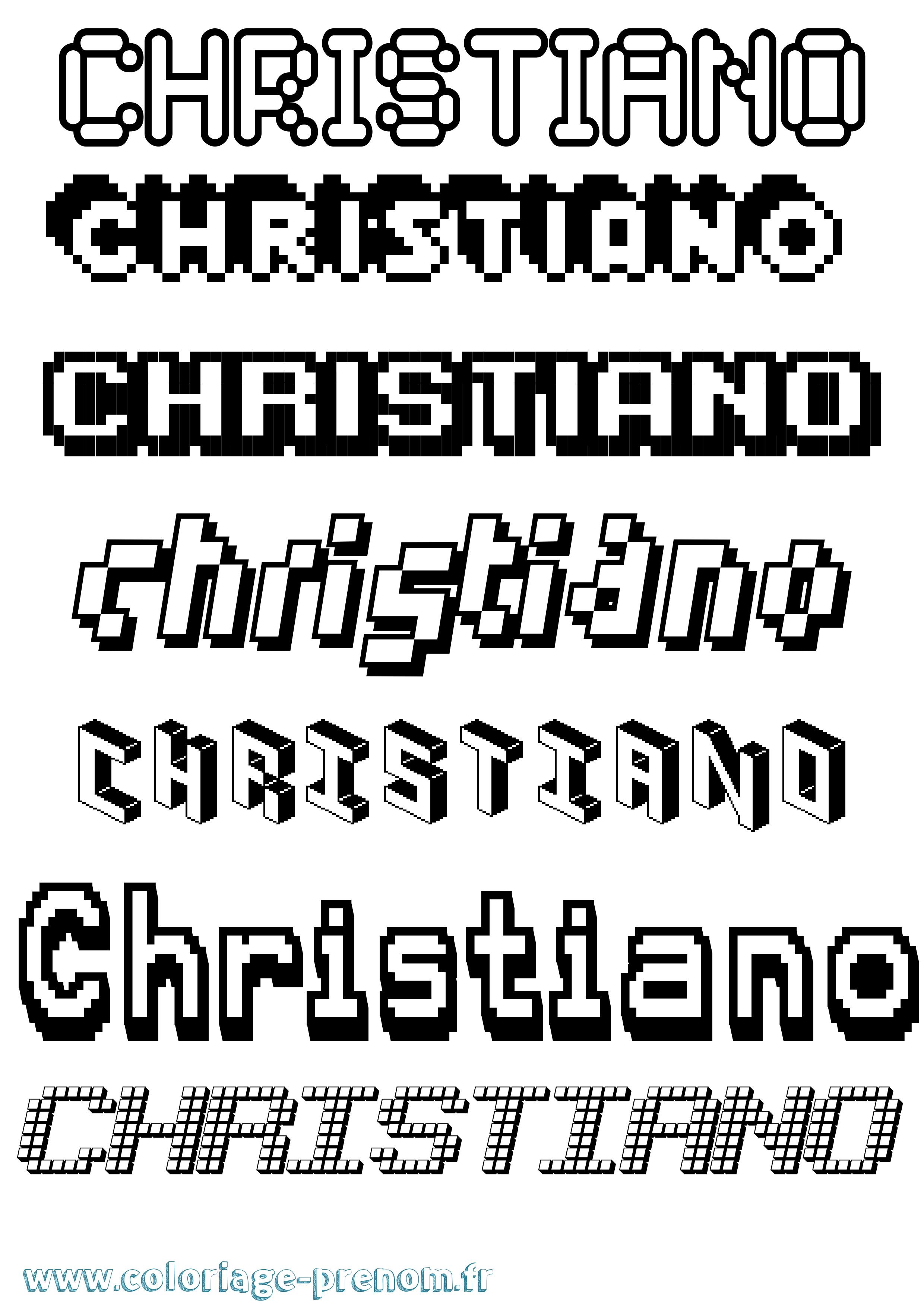 Coloriage prénom Christiano Pixel