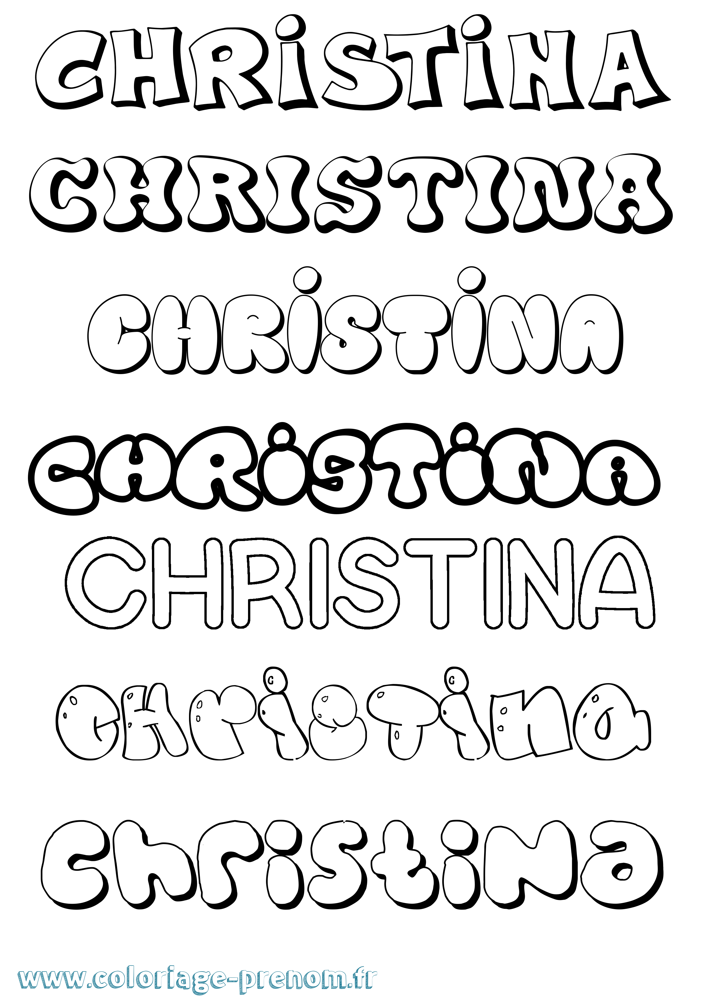 Coloriage prénom Christina Bubble