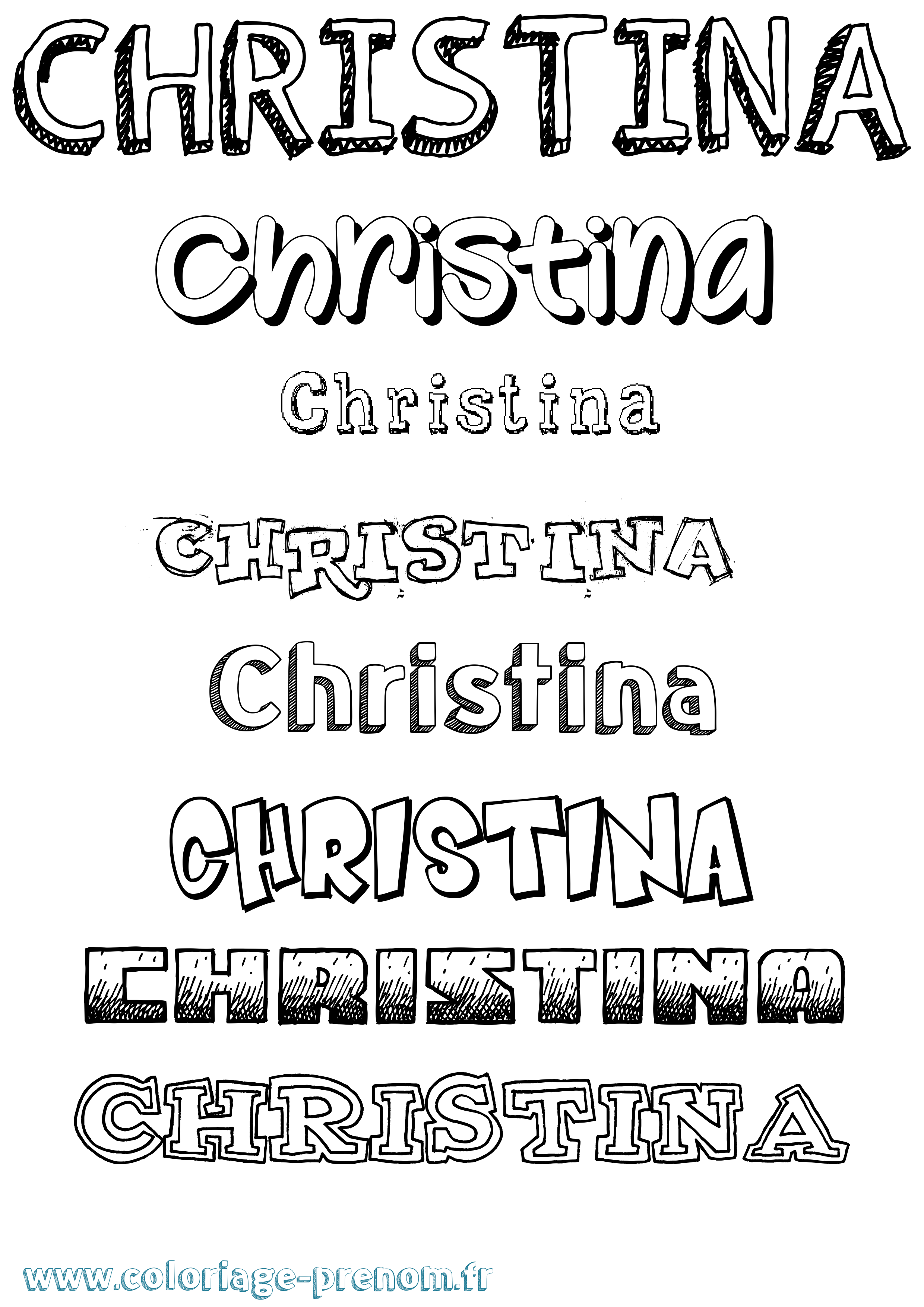 Coloriage prénom Christina Dessiné