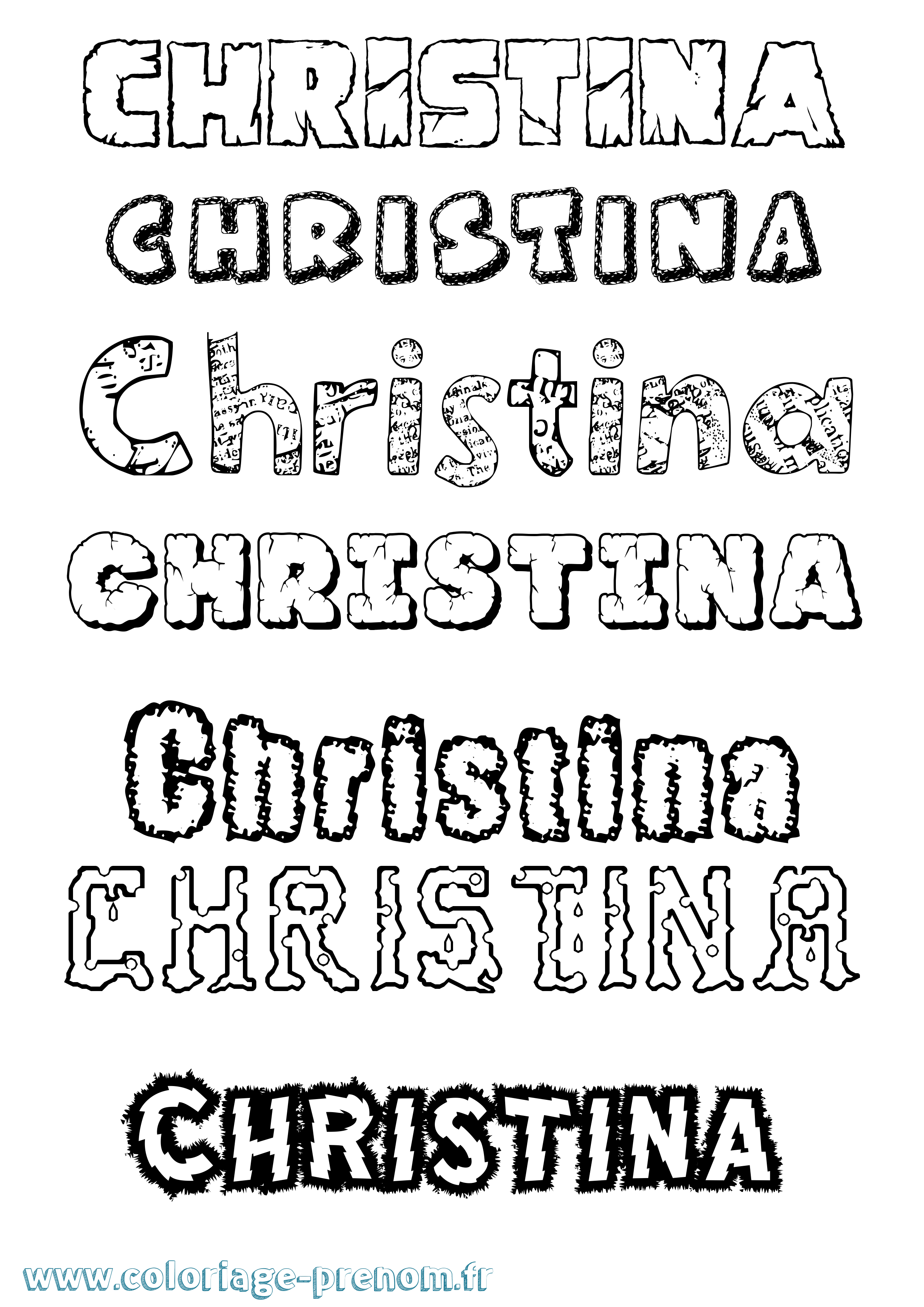 Coloriage prénom Christina Destructuré