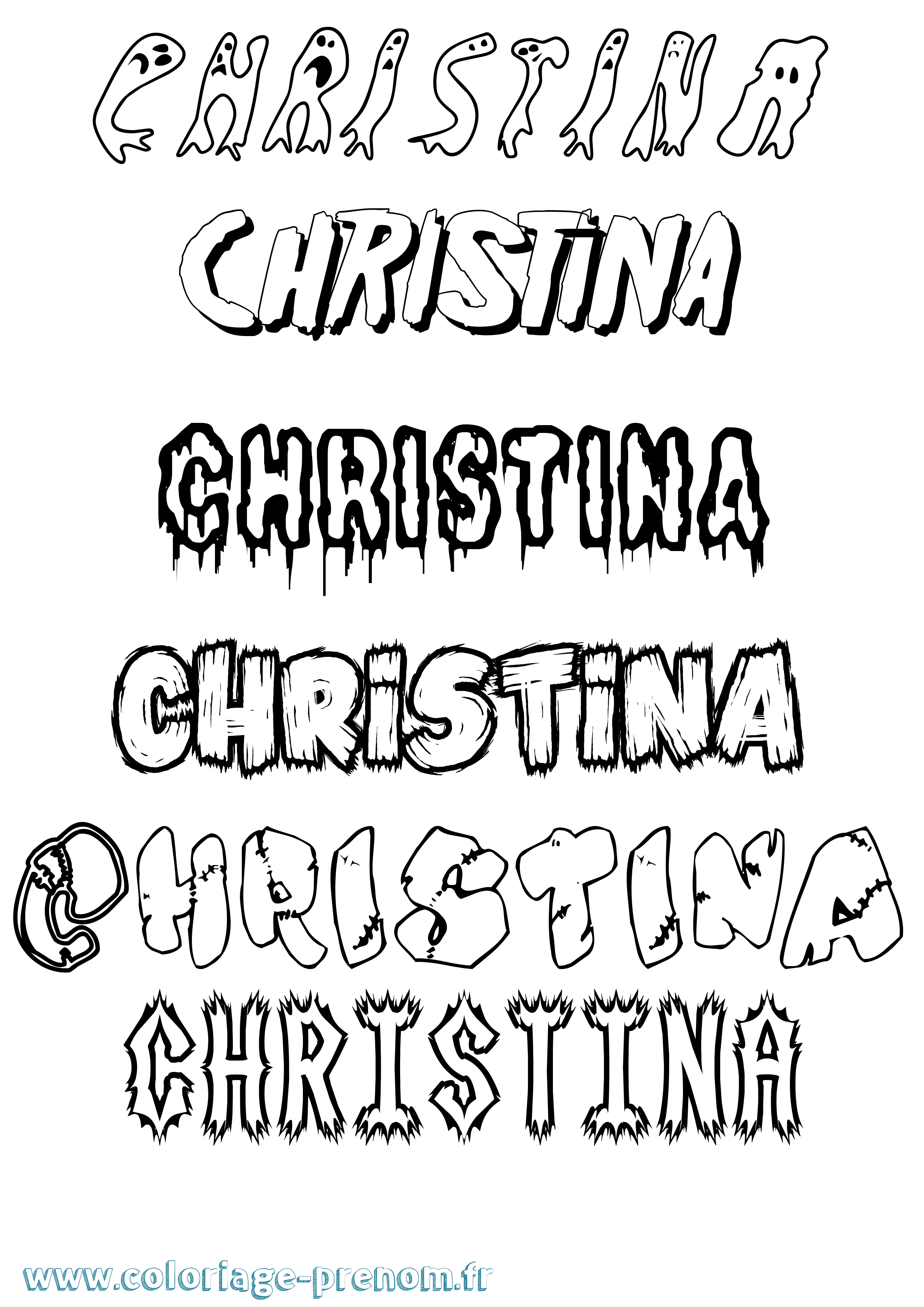 Coloriage prénom Christina Frisson