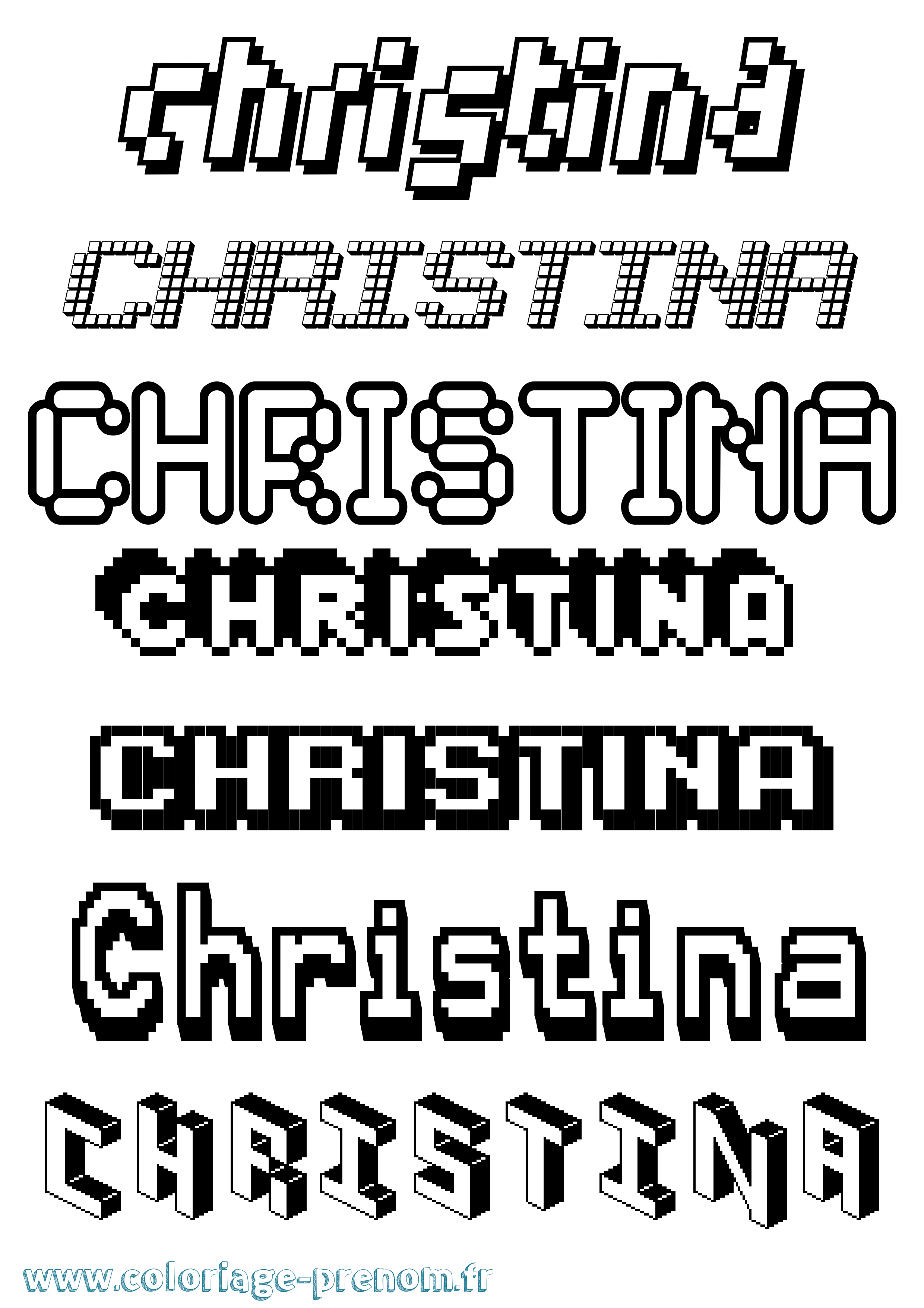 Coloriage prénom Christina Pixel