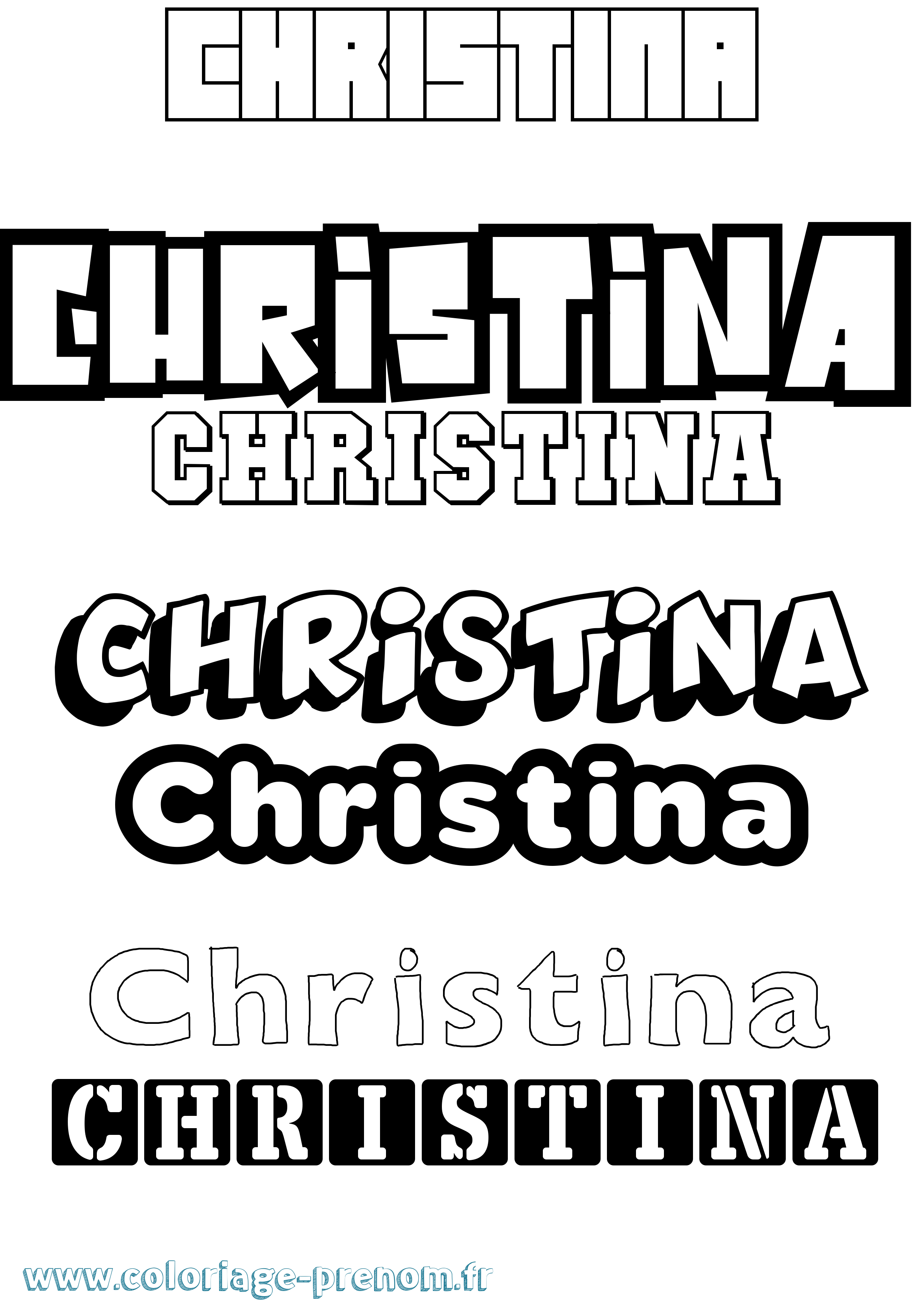 Coloriage prénom Christina Simple
