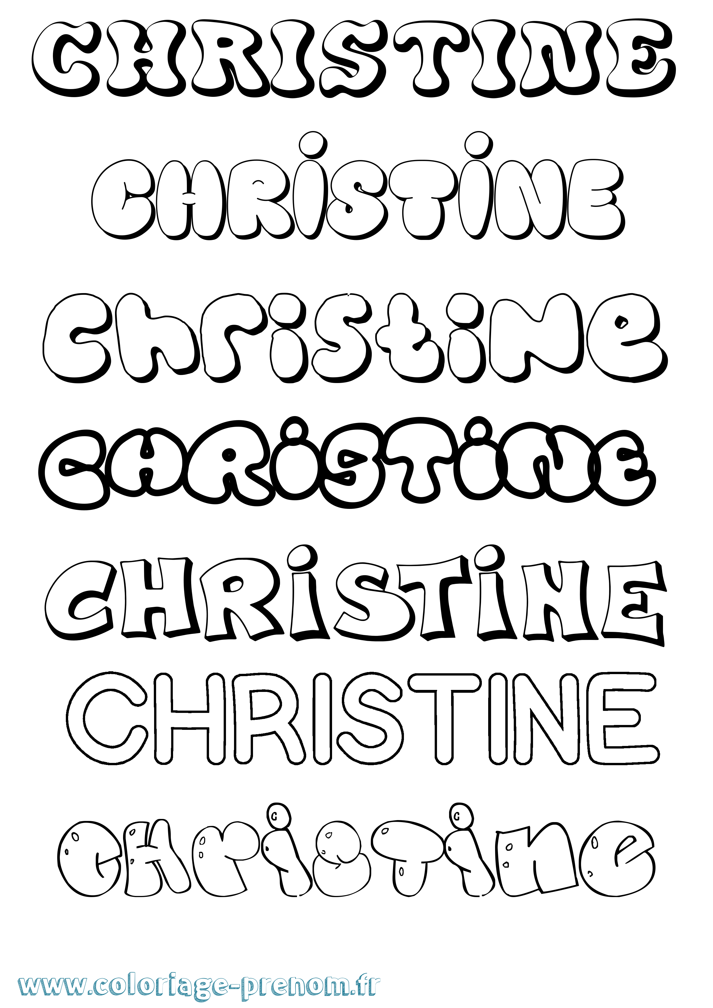 Coloriage prénom Christine Bubble
