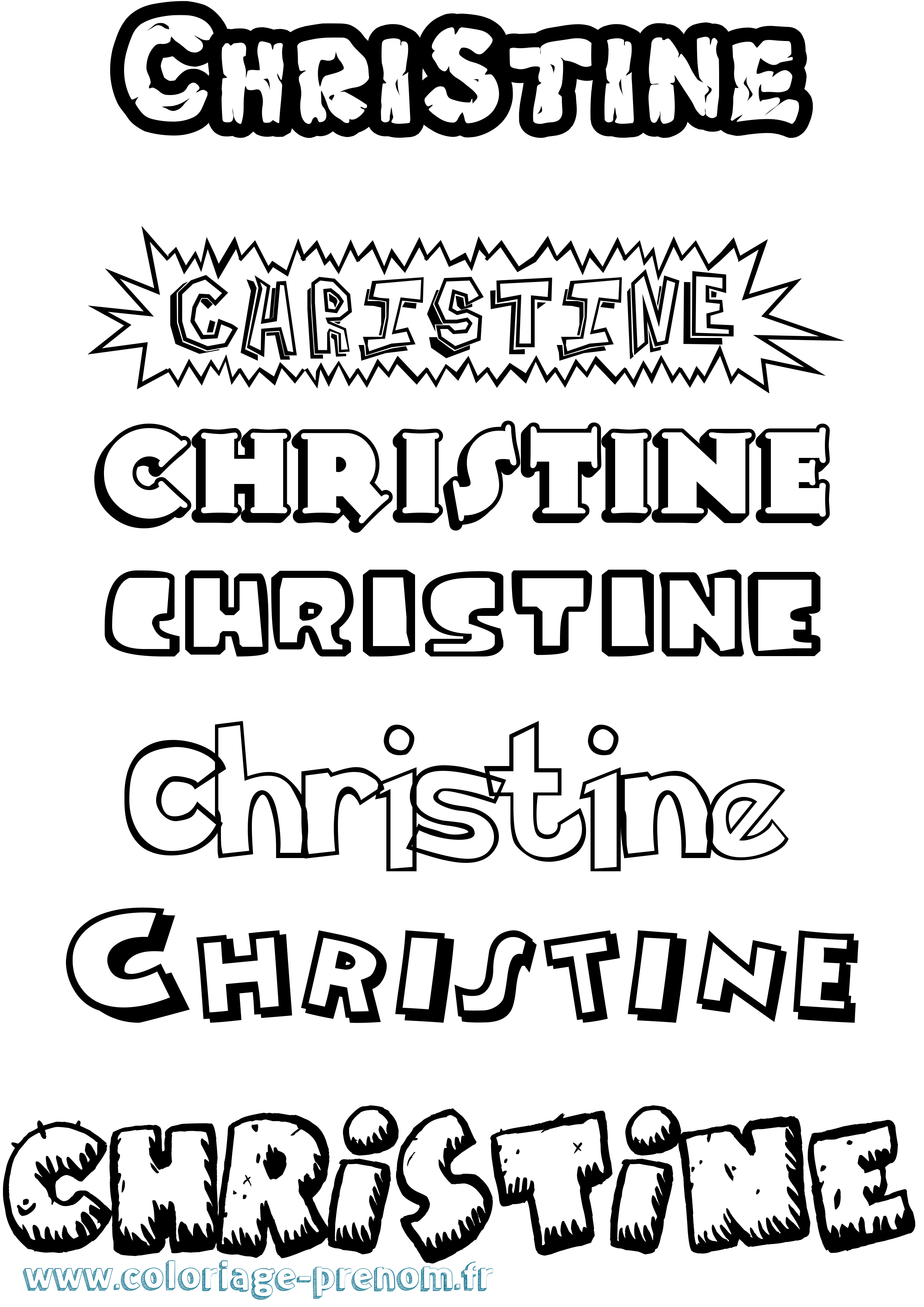 Coloriage prénom Christine Dessin Animé