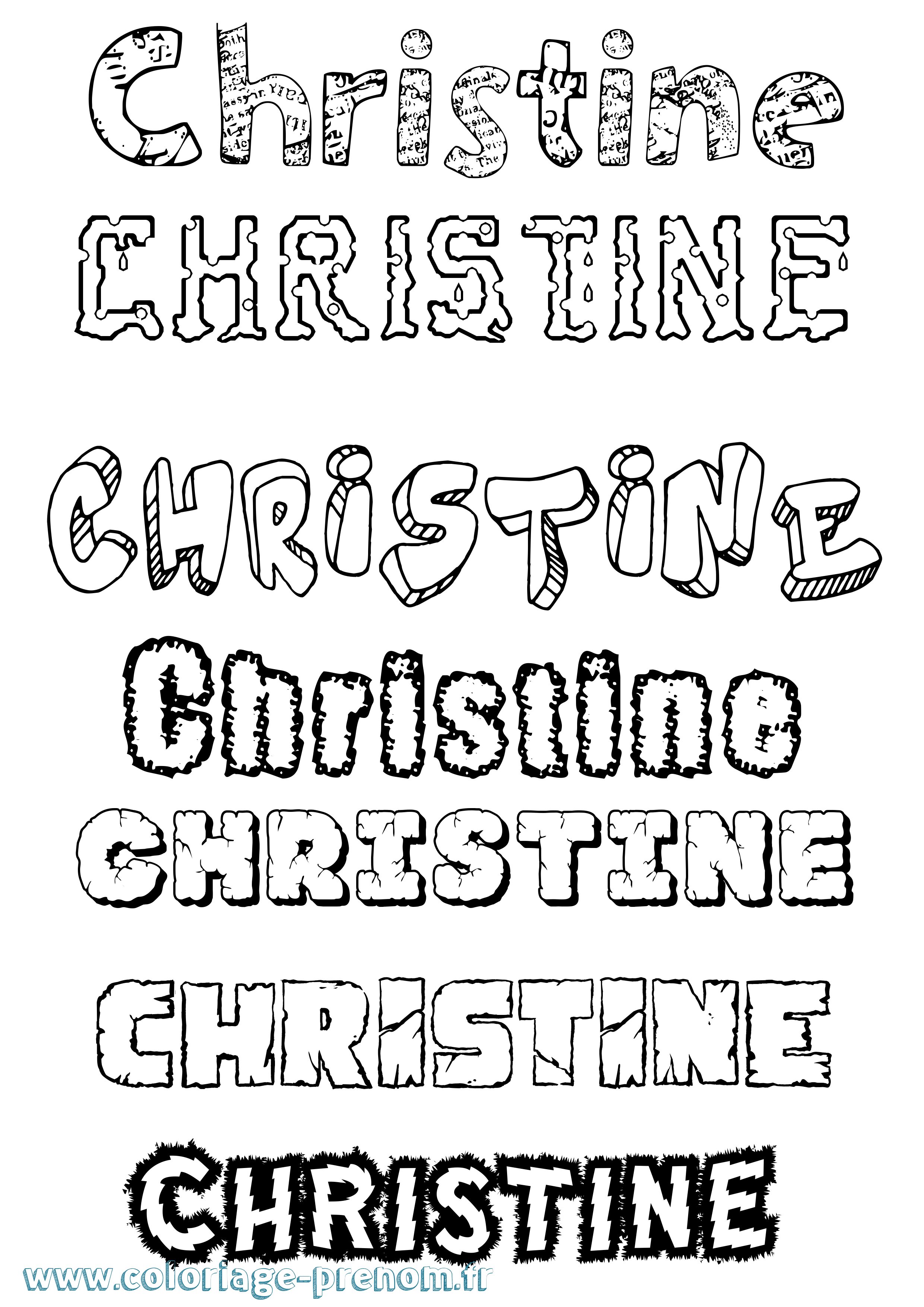 Coloriage prénom Christine Destructuré