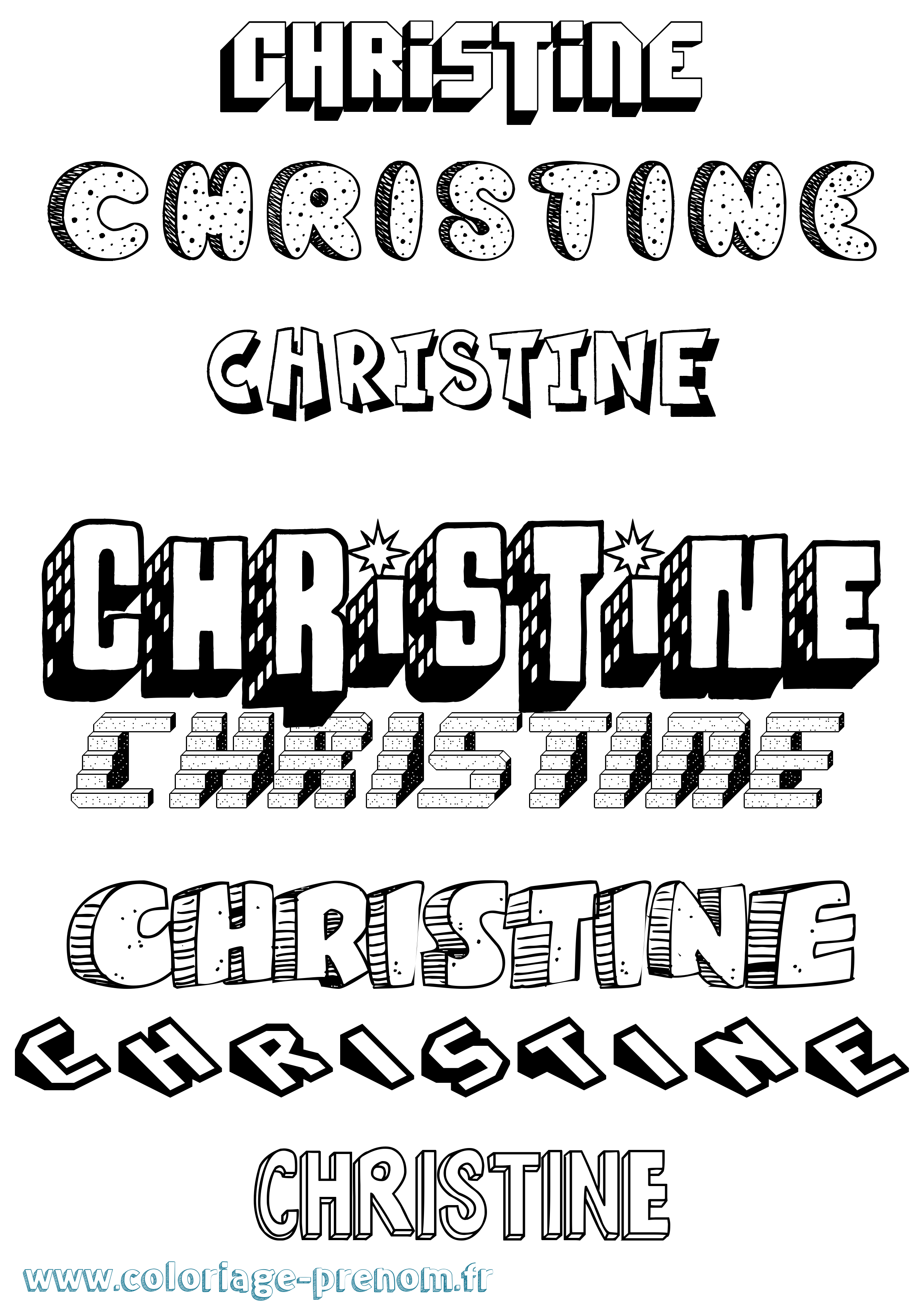 Coloriage prénom Christine Effet 3D
