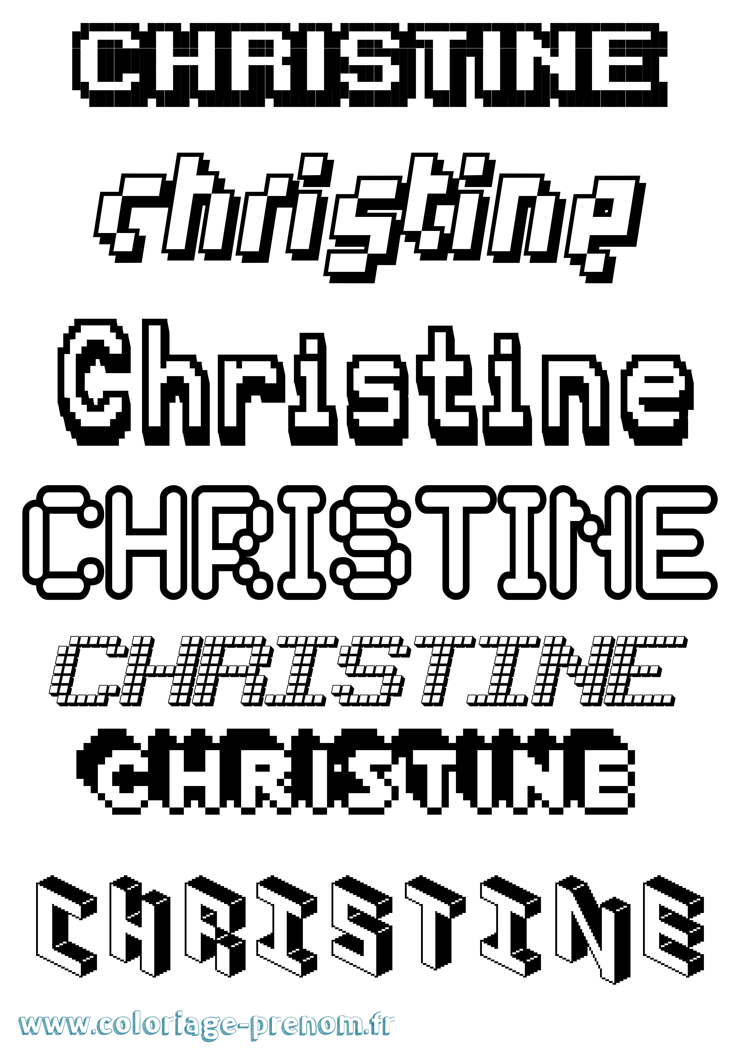 Coloriage prénom Christine Pixel
