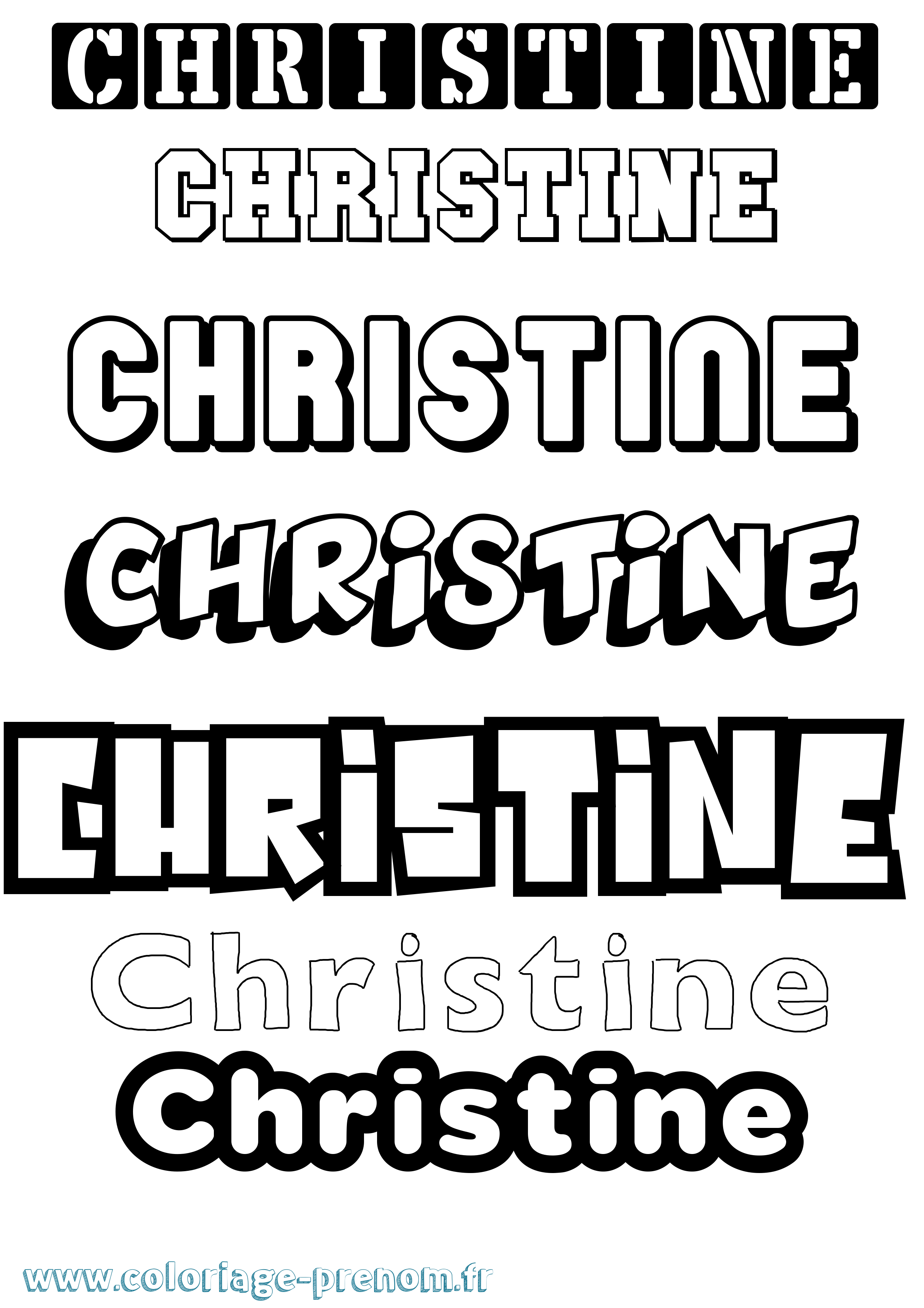Coloriage prénom Christine Simple