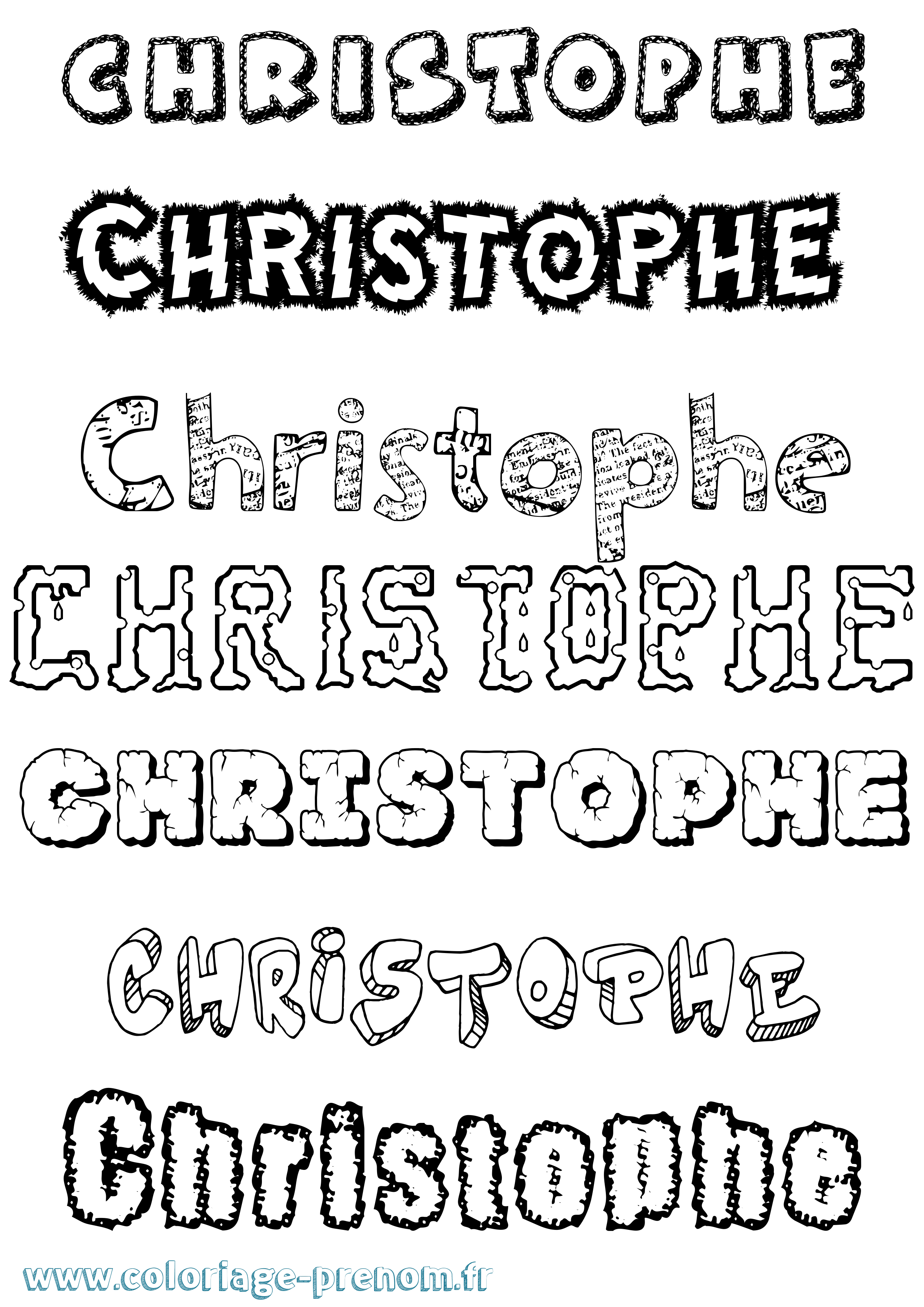 Coloriage prénom Christophe Destructuré