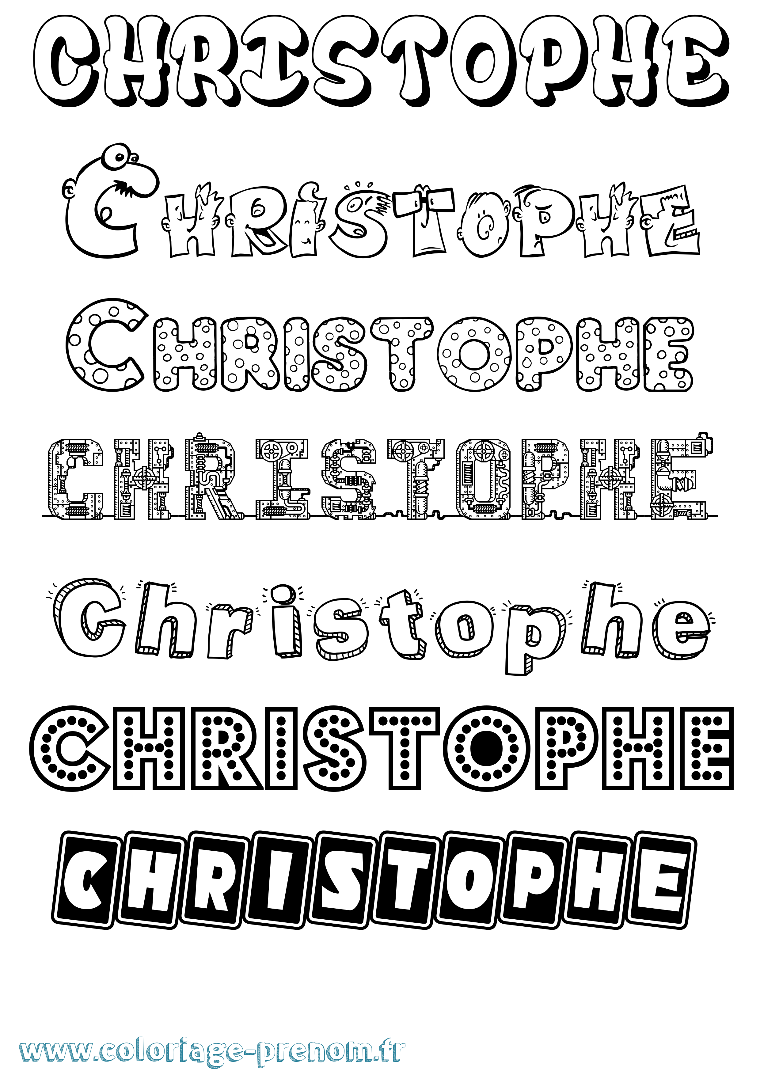 Coloriage prénom Christophe Fun