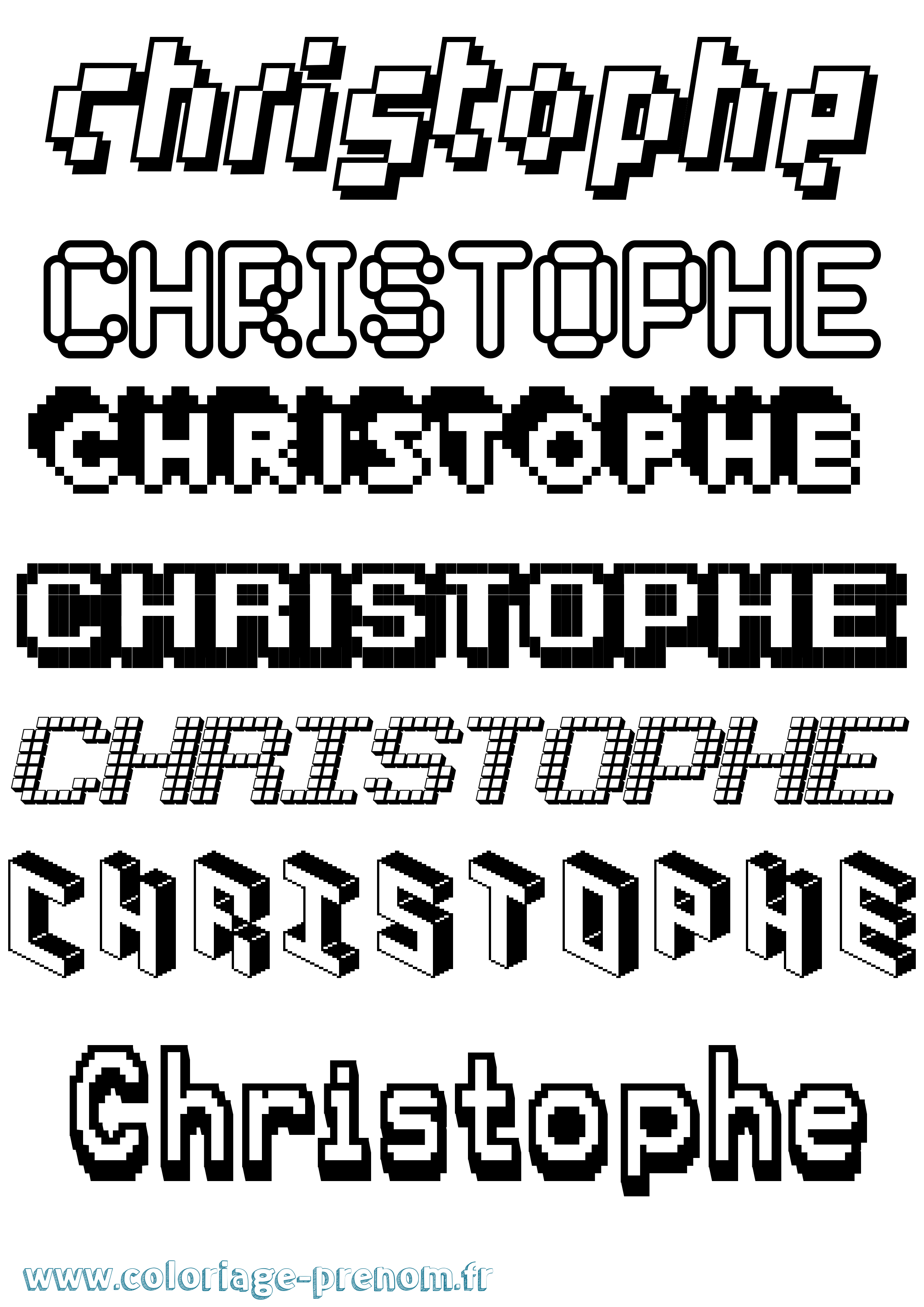 Coloriage prénom Christophe Pixel