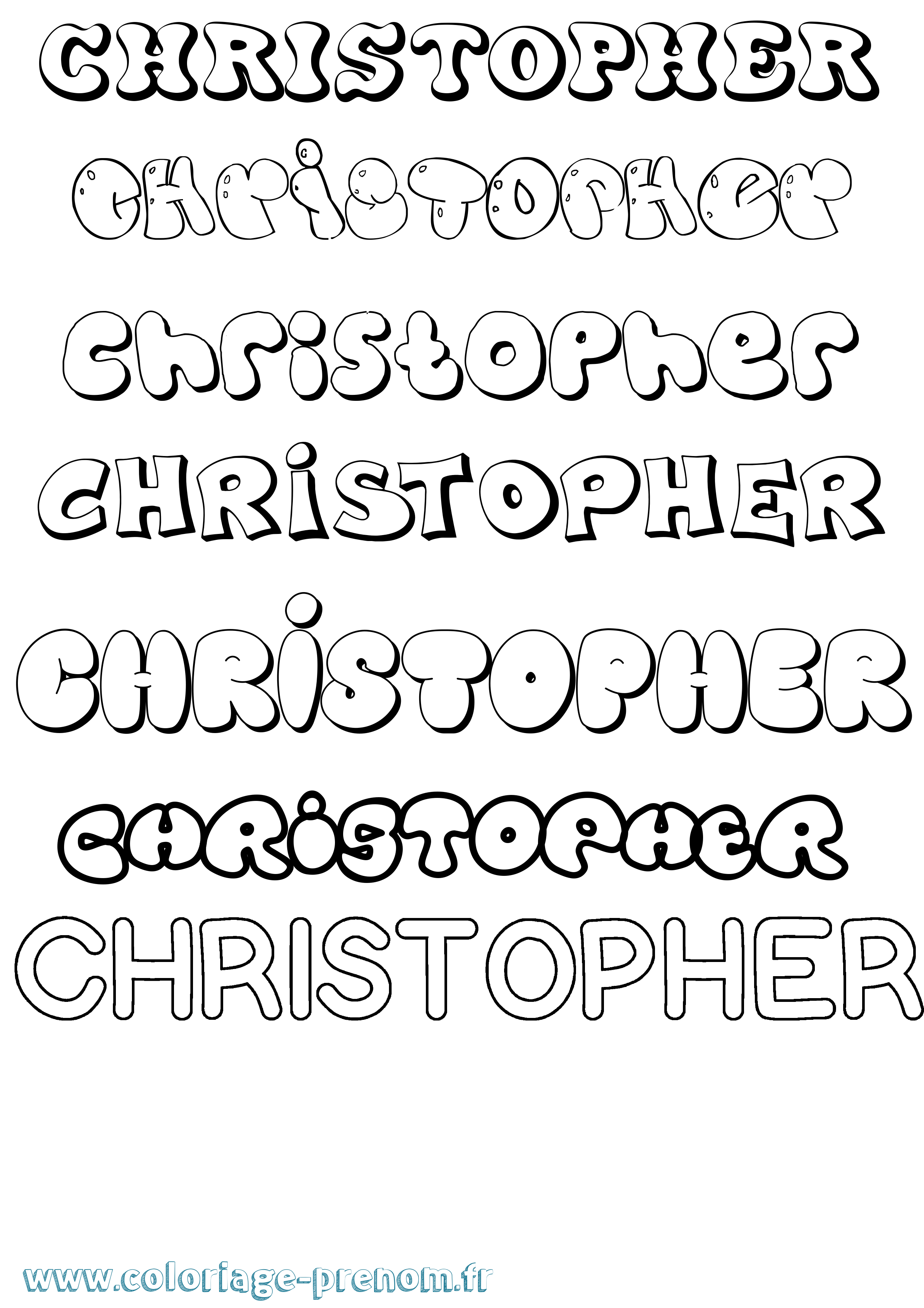 Coloriage prénom Christopher Bubble