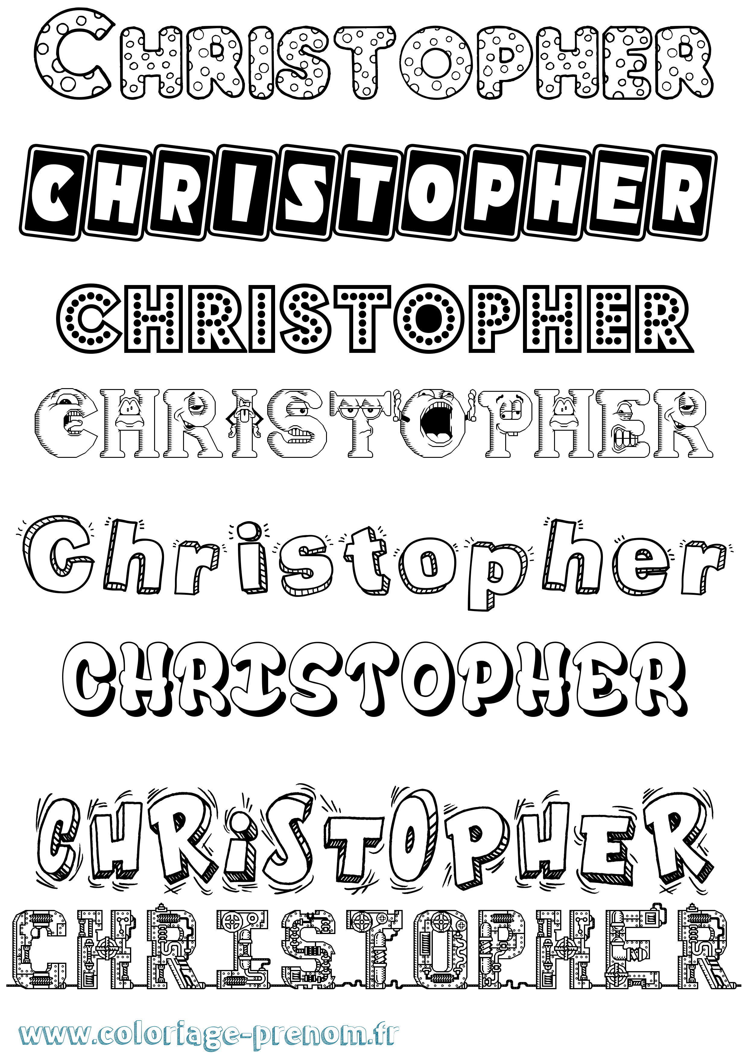 Coloriage prénom Christopher Fun