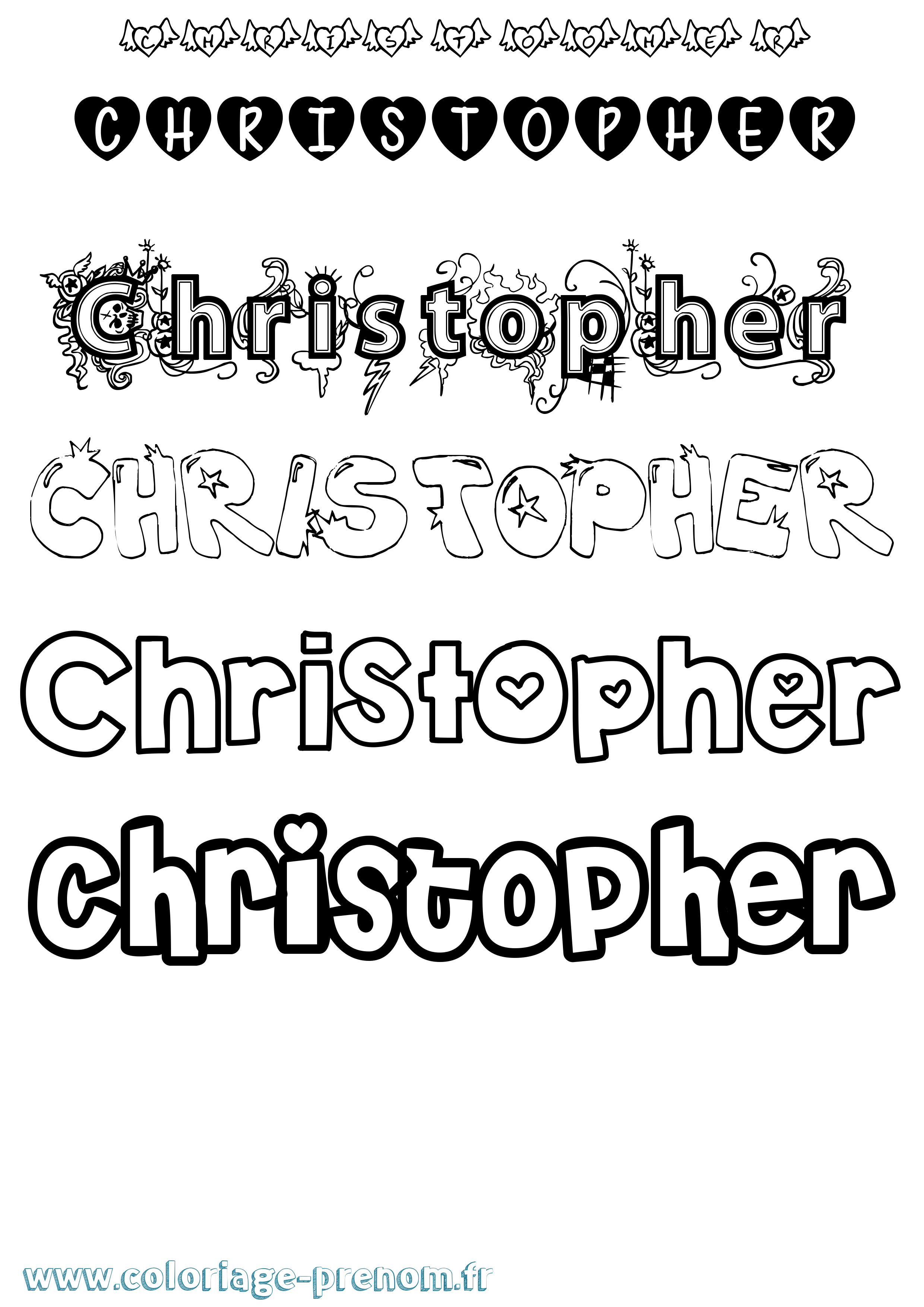 Coloriage prénom Christopher Girly