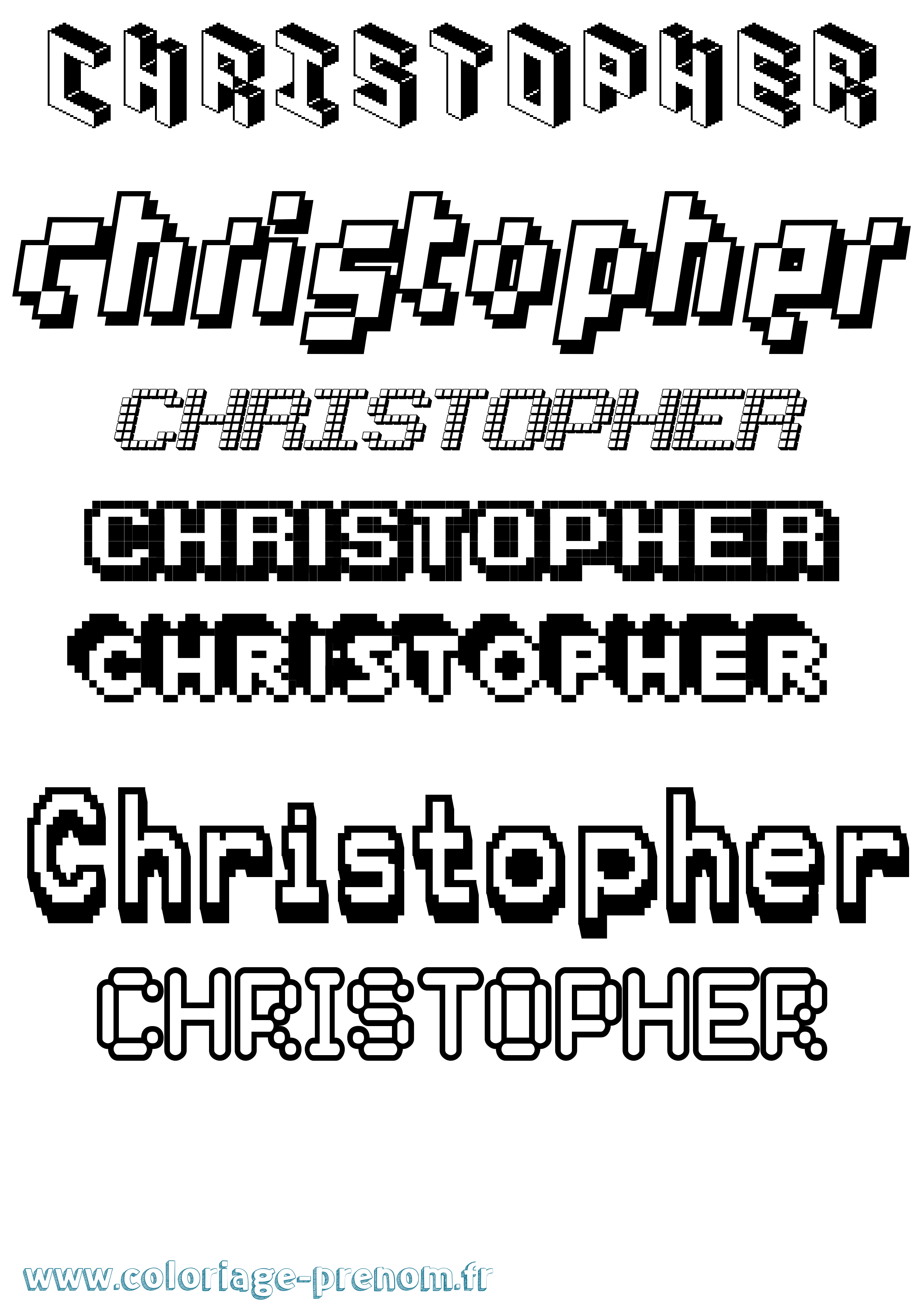 Coloriage prénom Christopher Pixel