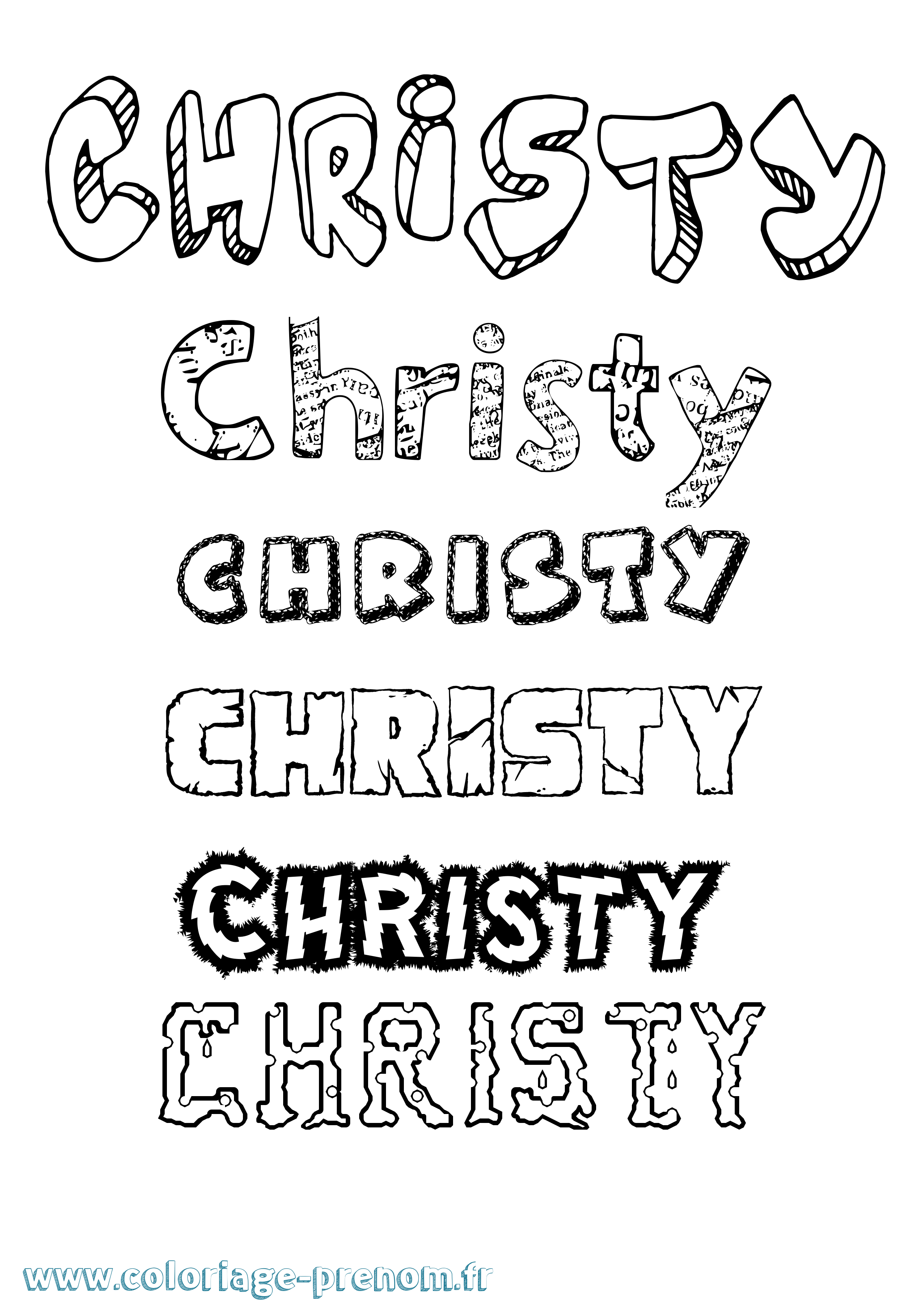 Coloriage prénom Christy Destructuré