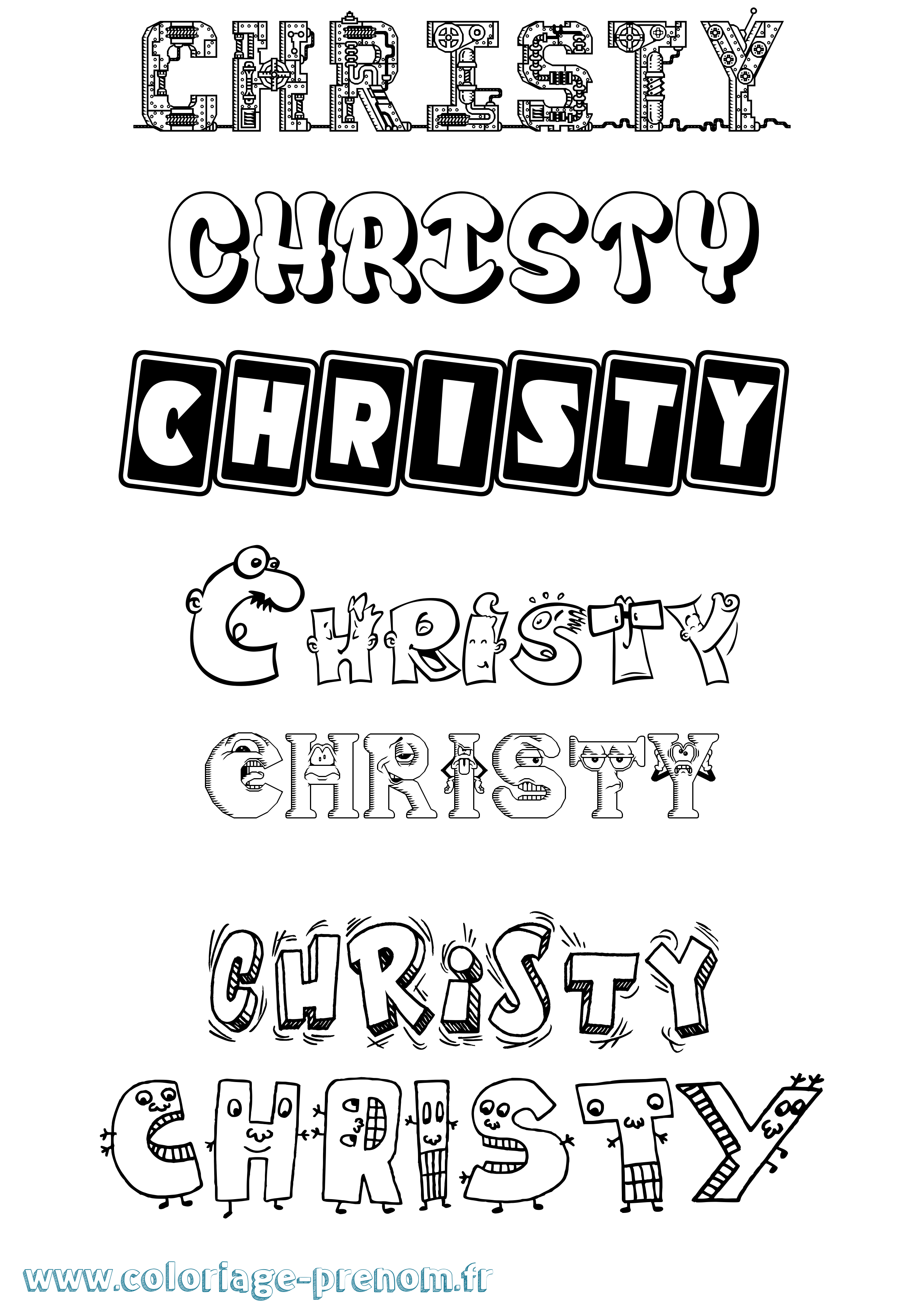 Coloriage prénom Christy Fun