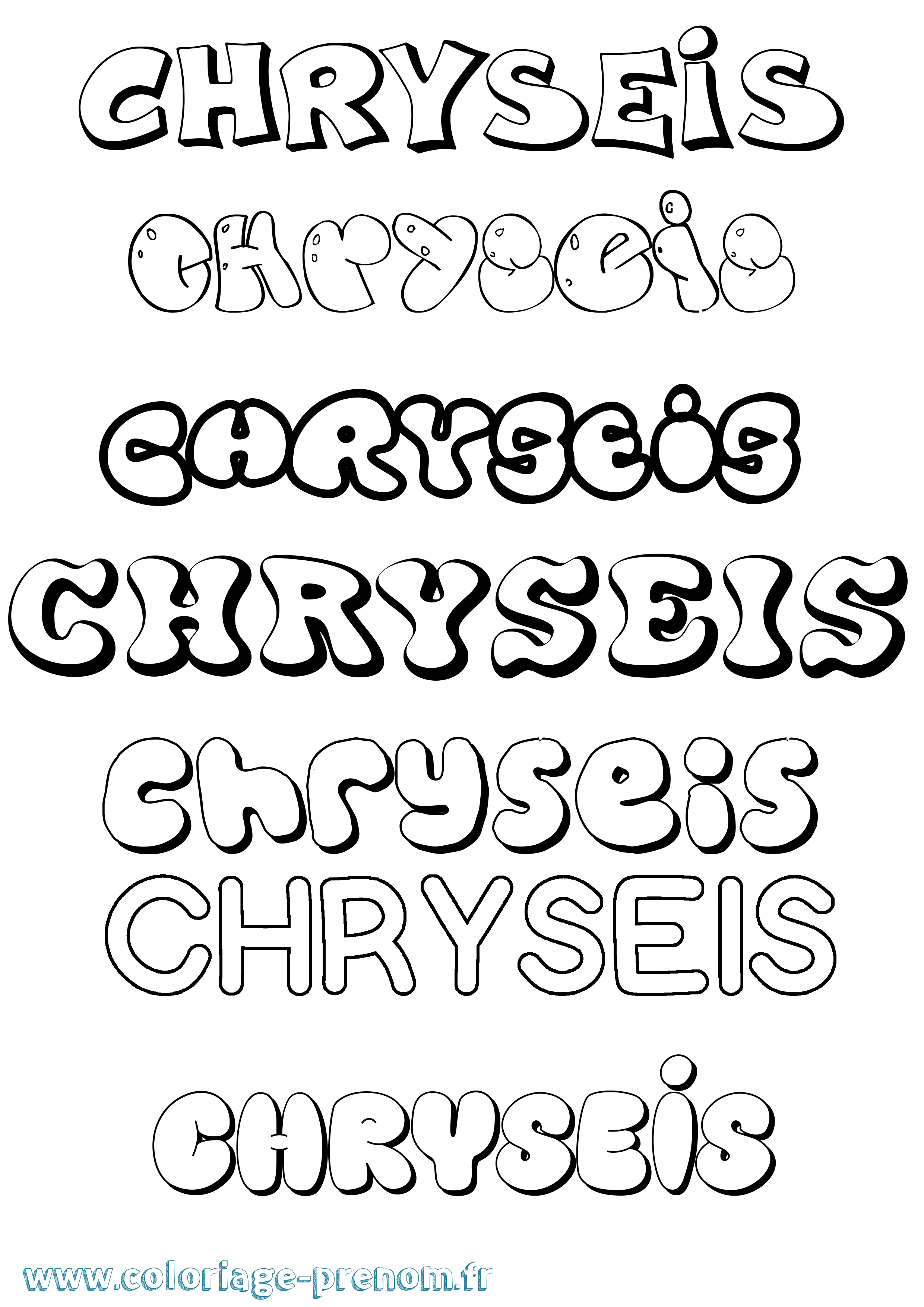 Coloriage prénom Chryseis Bubble