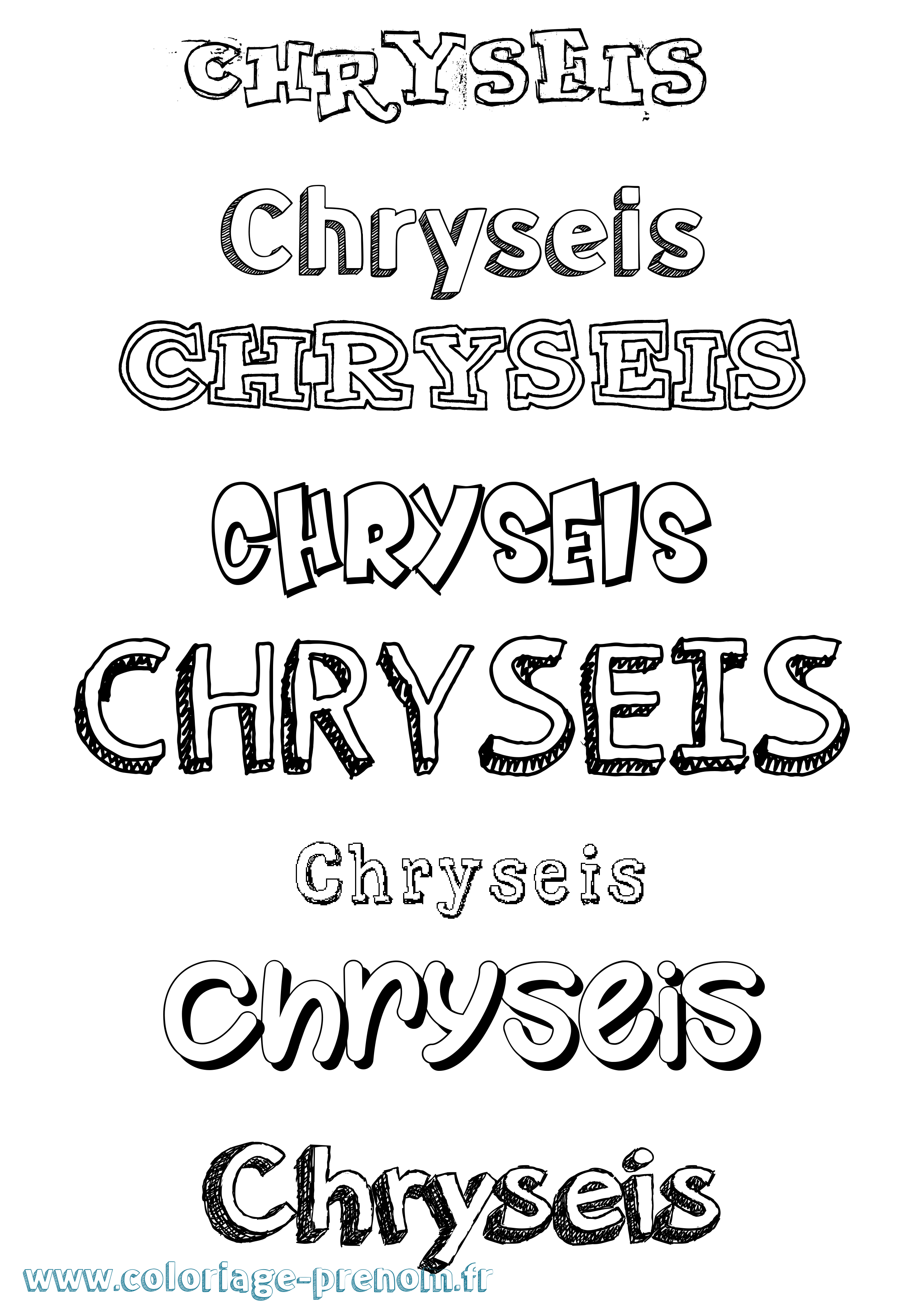 Coloriage prénom Chryseis Dessiné