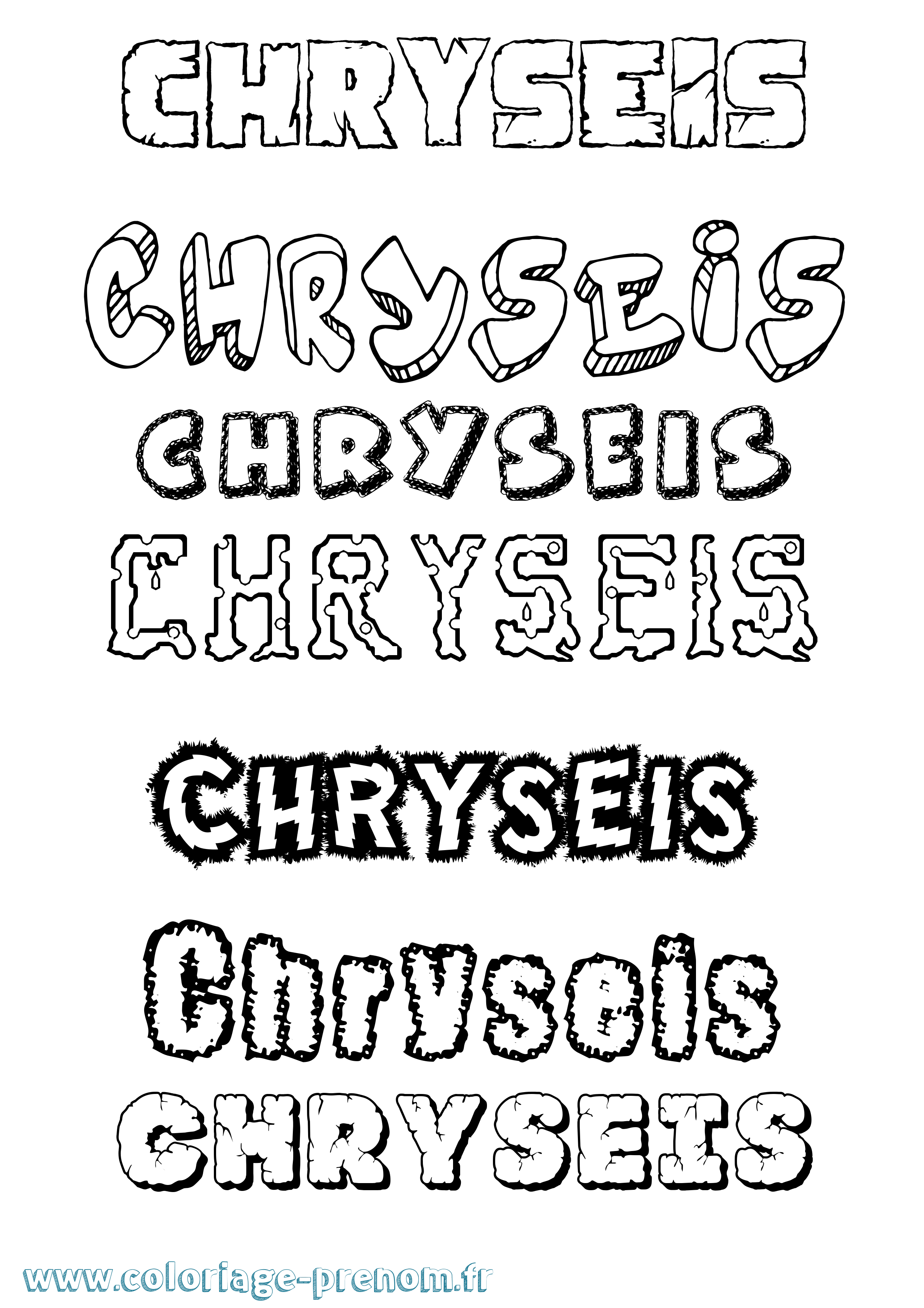 Coloriage prénom Chryseis Destructuré