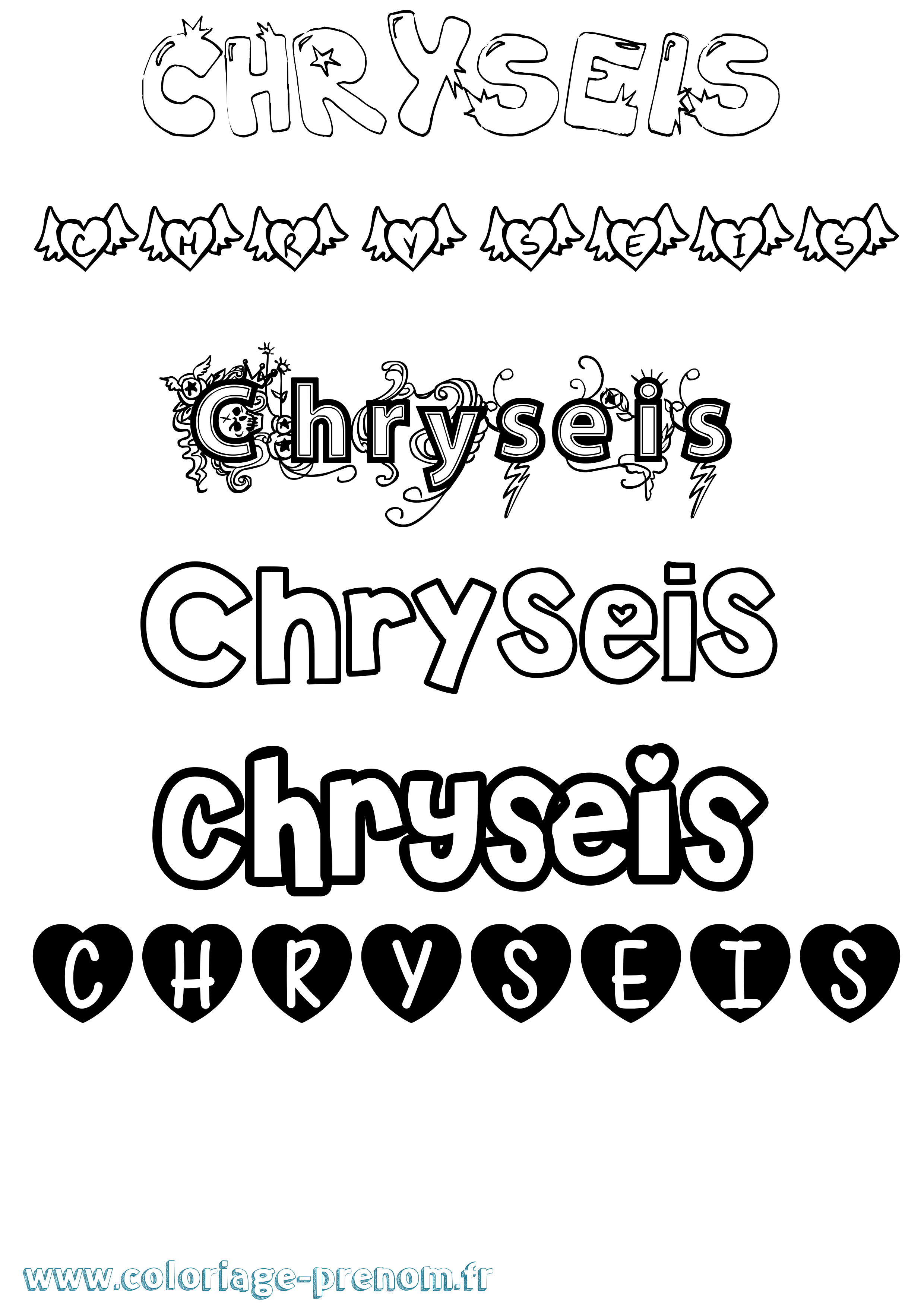 Coloriage Chryseis Girly Coloriage prénom Chryseis Girly