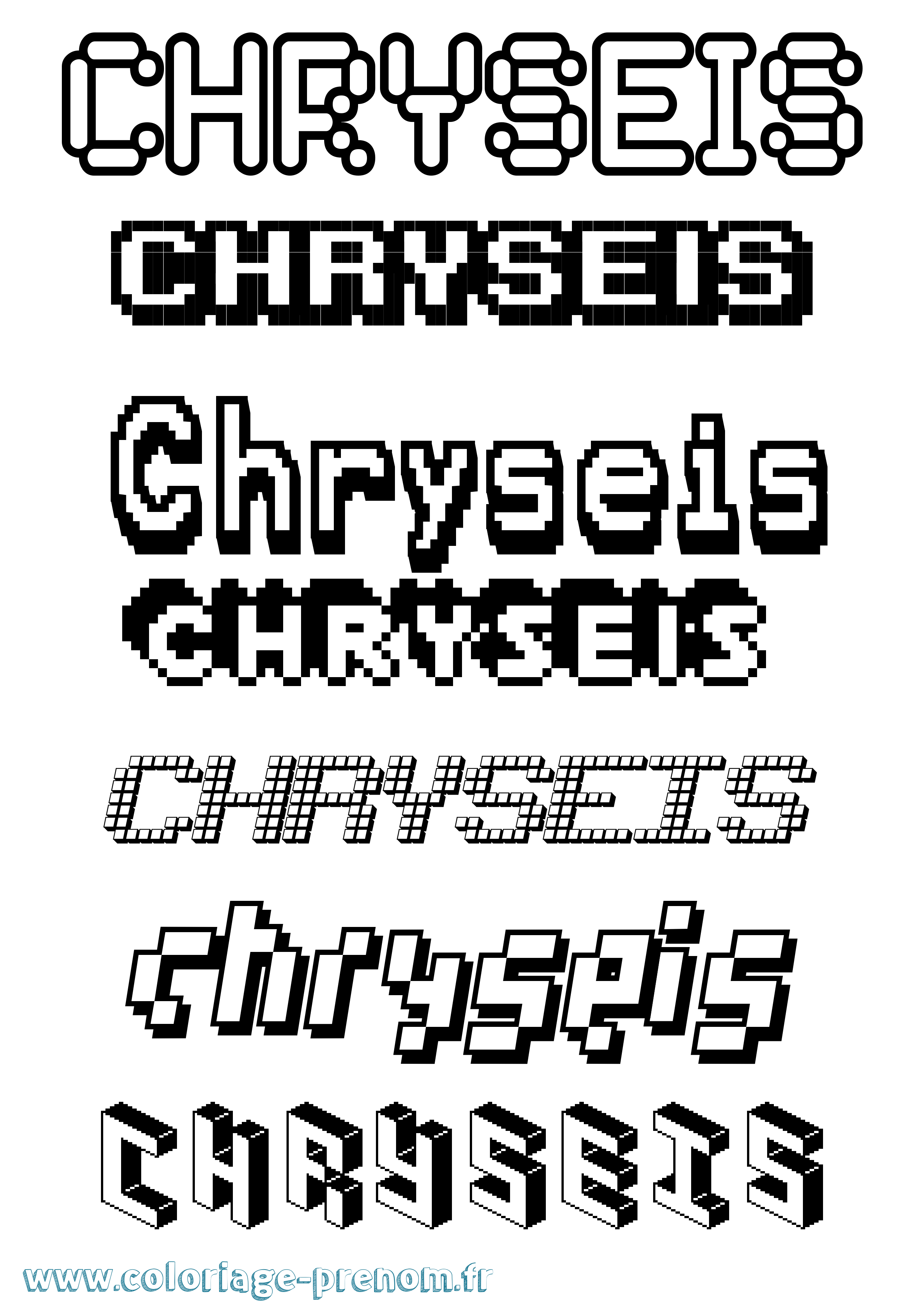 Coloriage prénom Chryseis Pixel