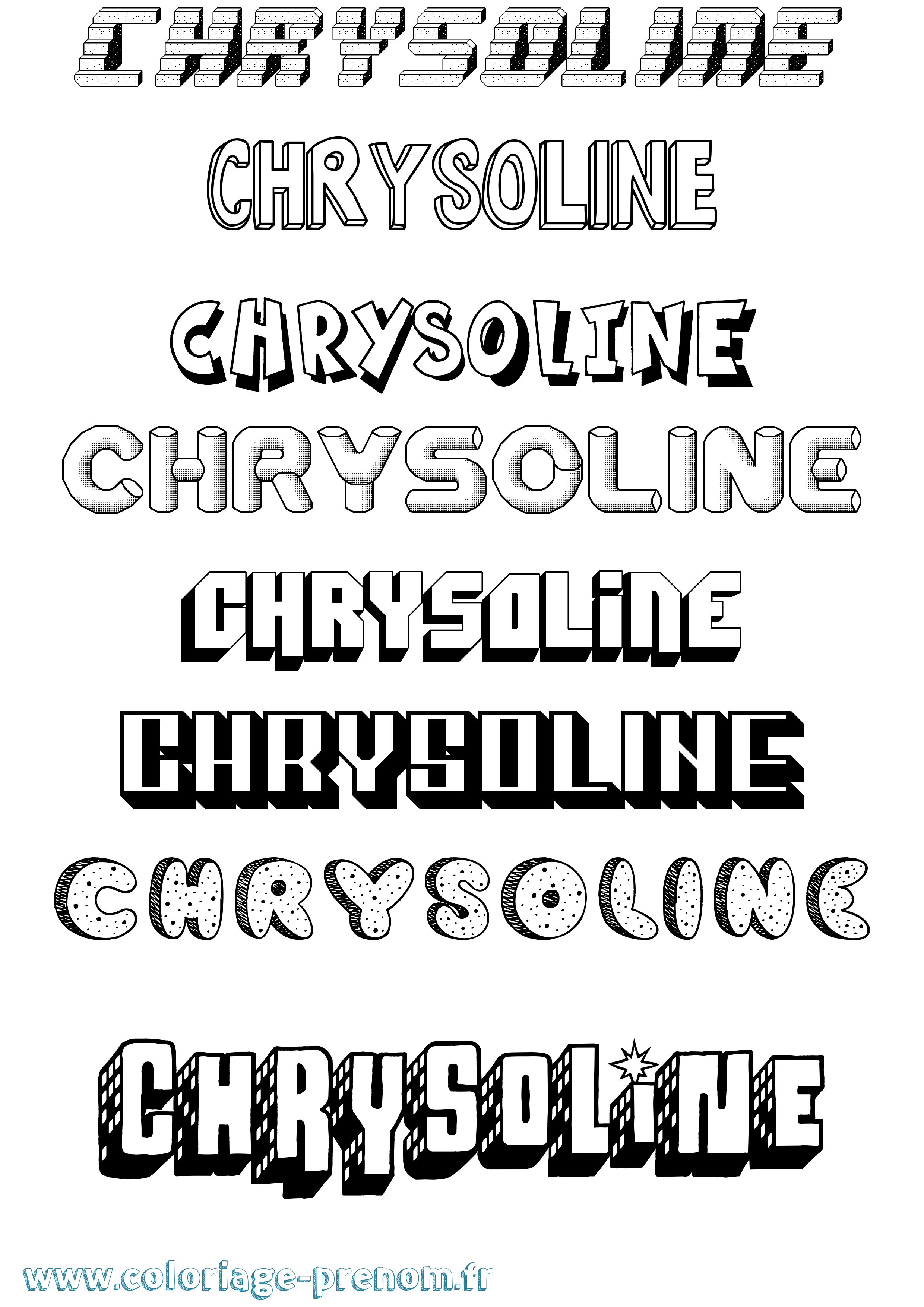 Coloriage prénom Chrysoline Effet 3D