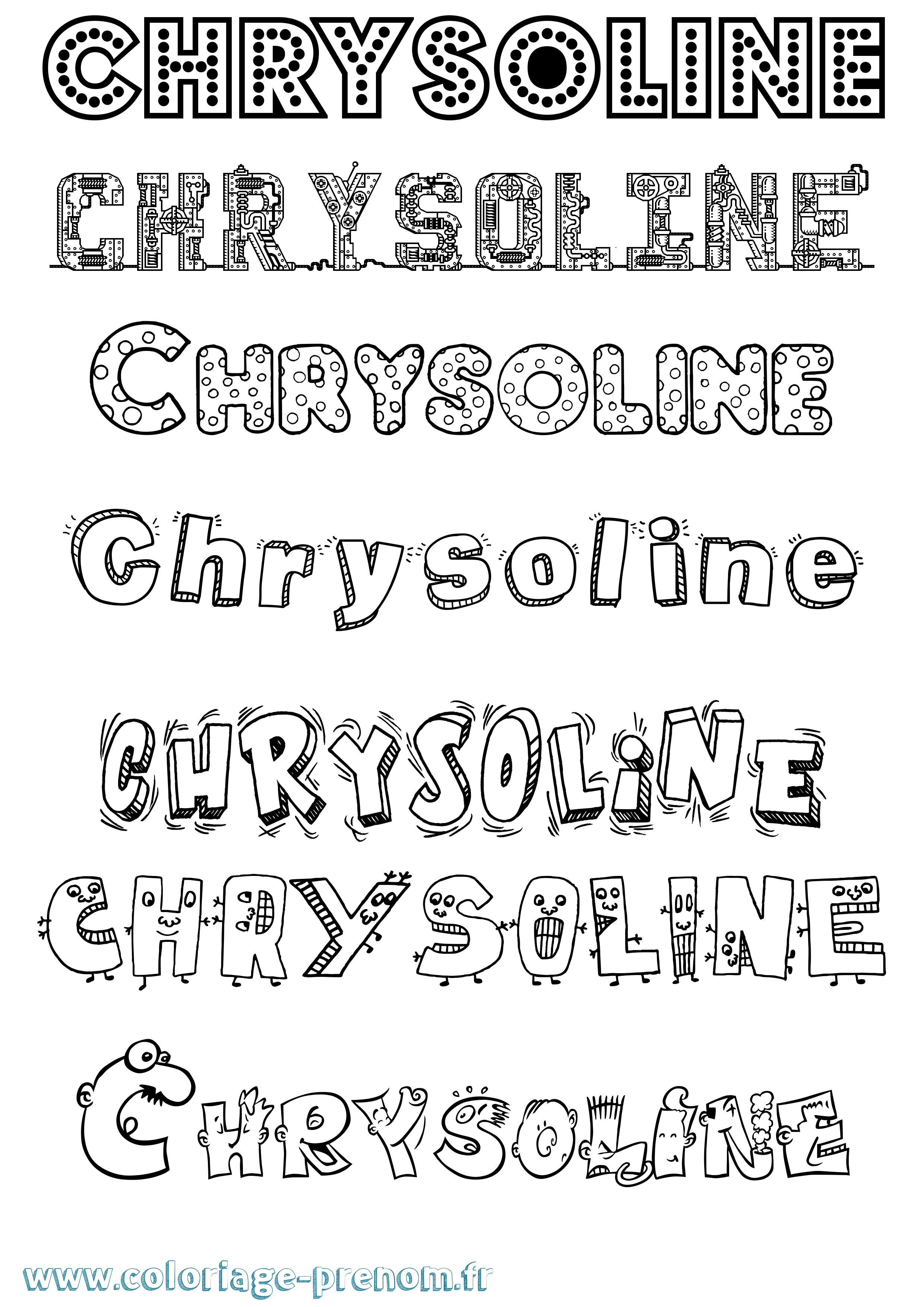 Coloriage prénom Chrysoline Fun