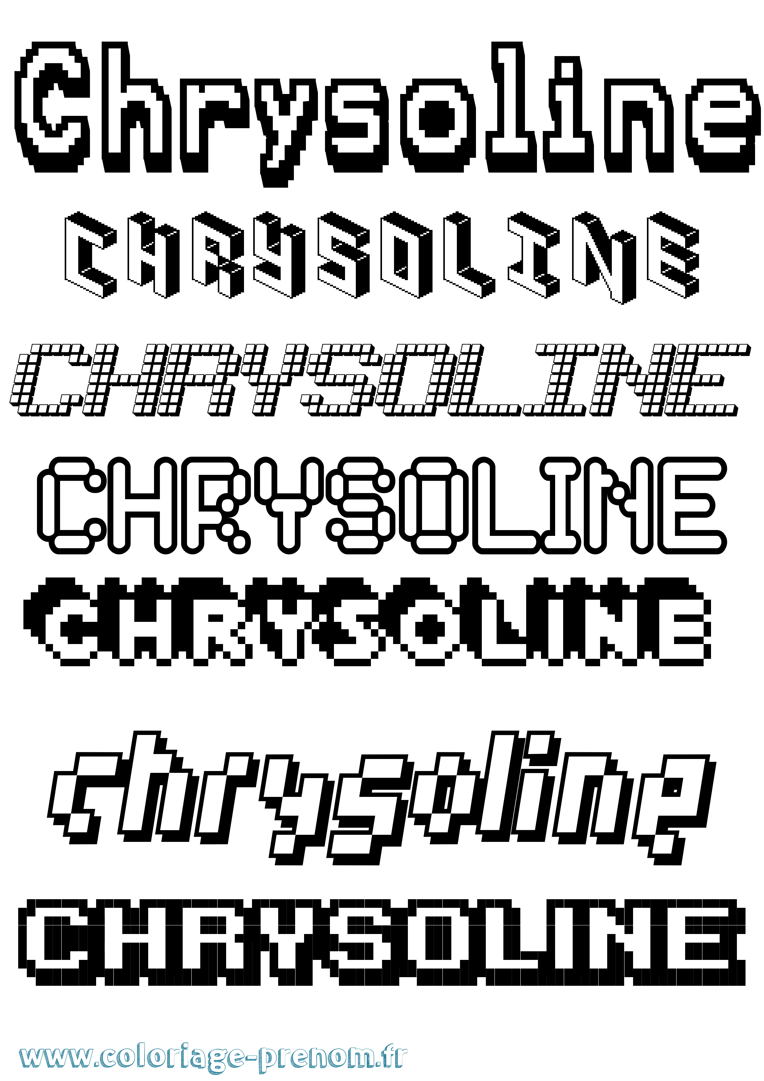 Coloriage prénom Chrysoline Pixel