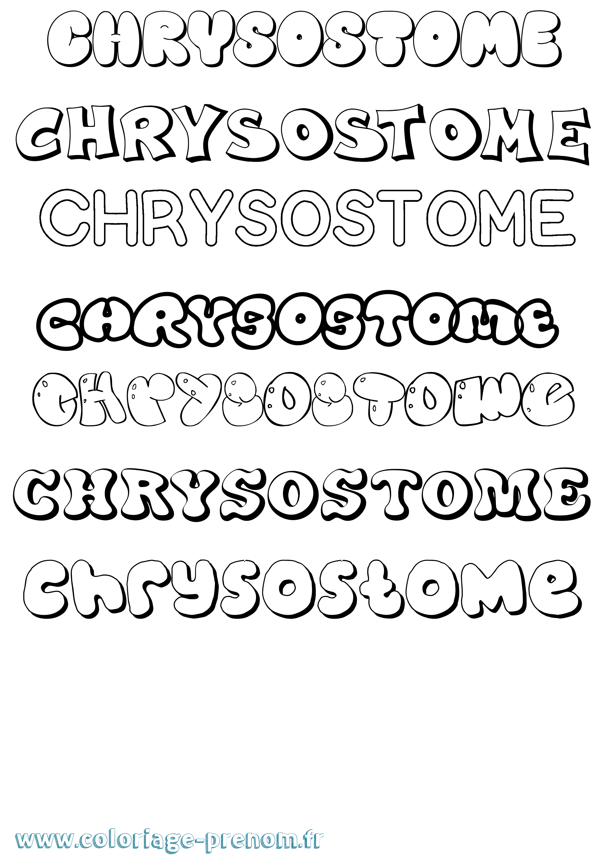 Coloriage prénom Chrysostome Bubble