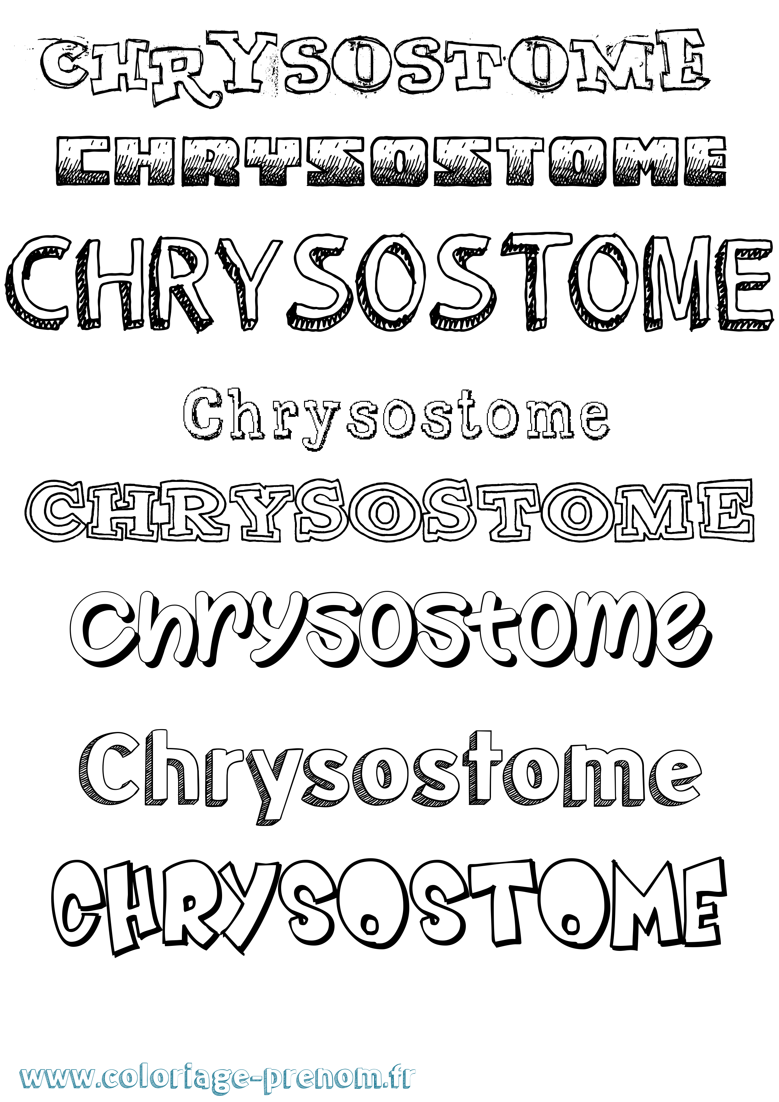 Coloriage prénom Chrysostome Dessiné