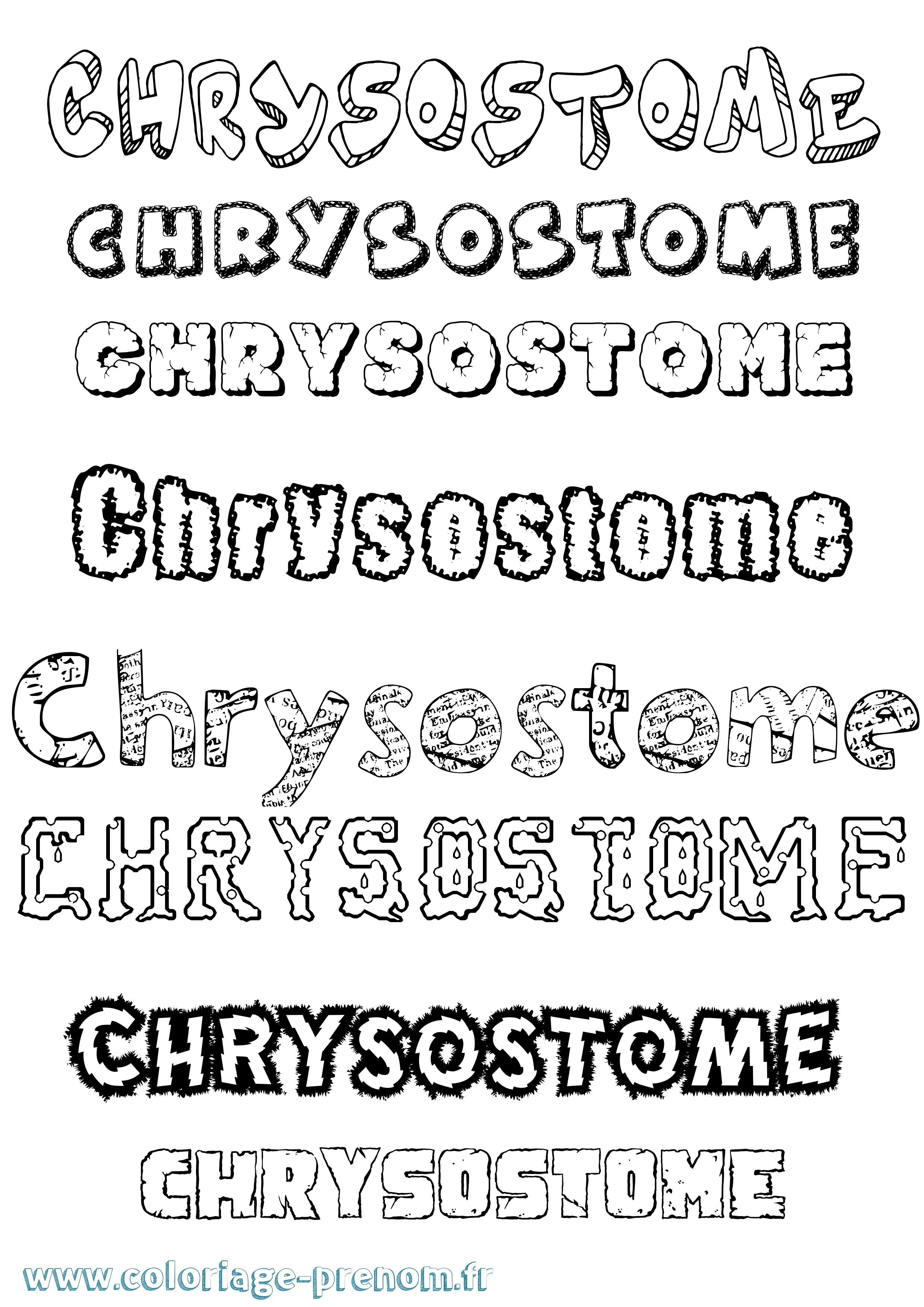 Coloriage prénom Chrysostome Destructuré