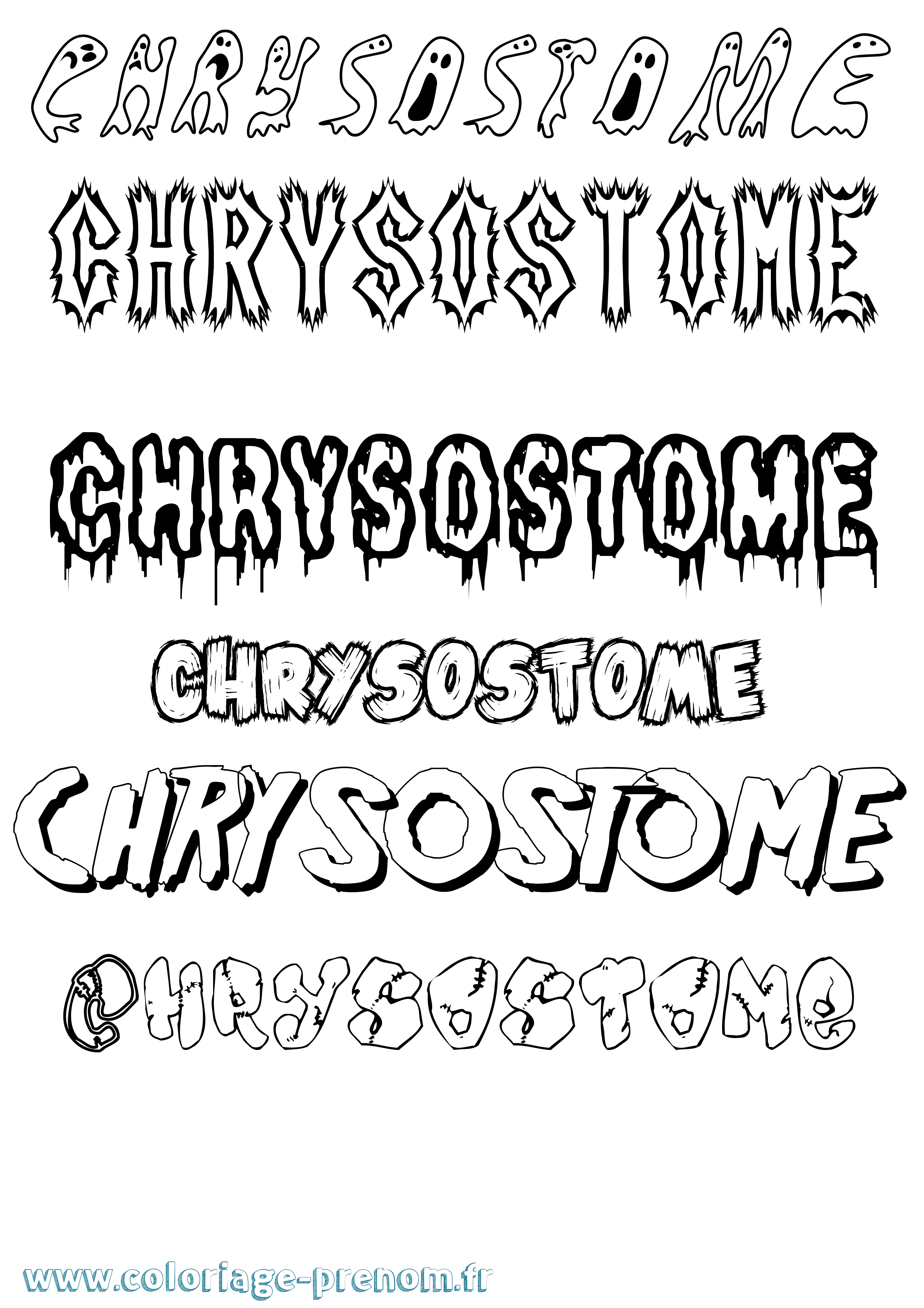 Coloriage prénom Chrysostome Frisson