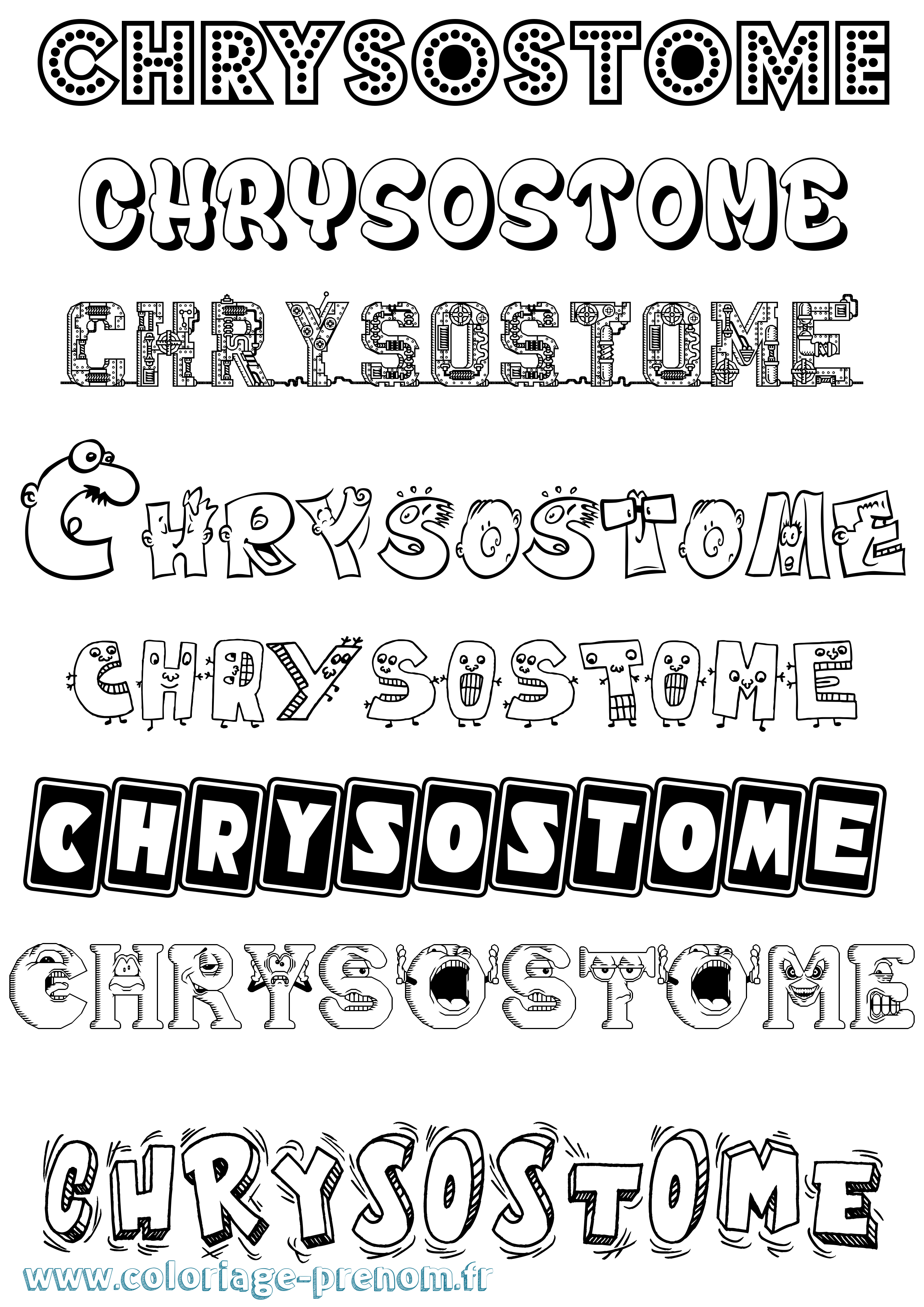 Coloriage prénom Chrysostome Fun