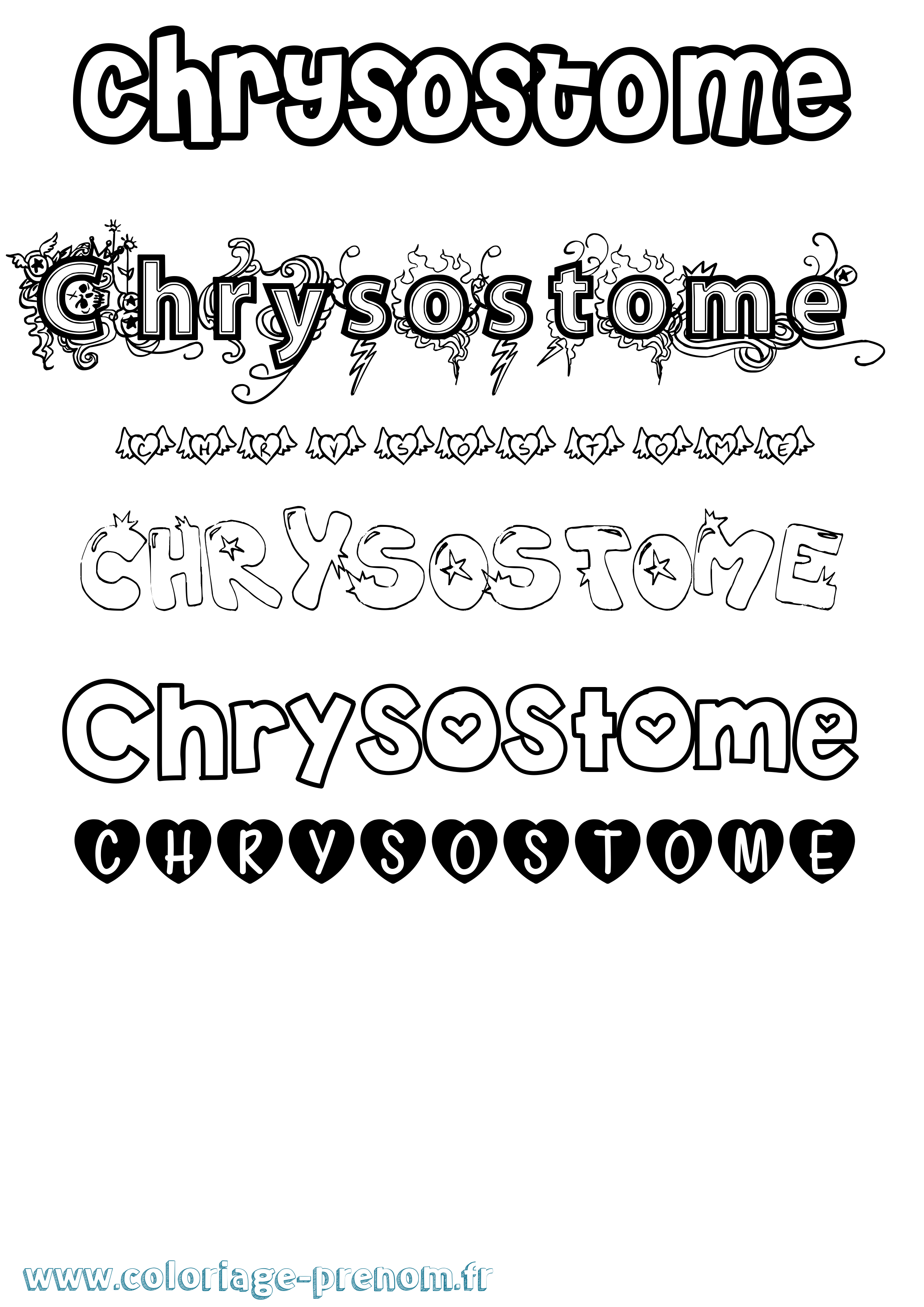 Coloriage prénom Chrysostome Girly