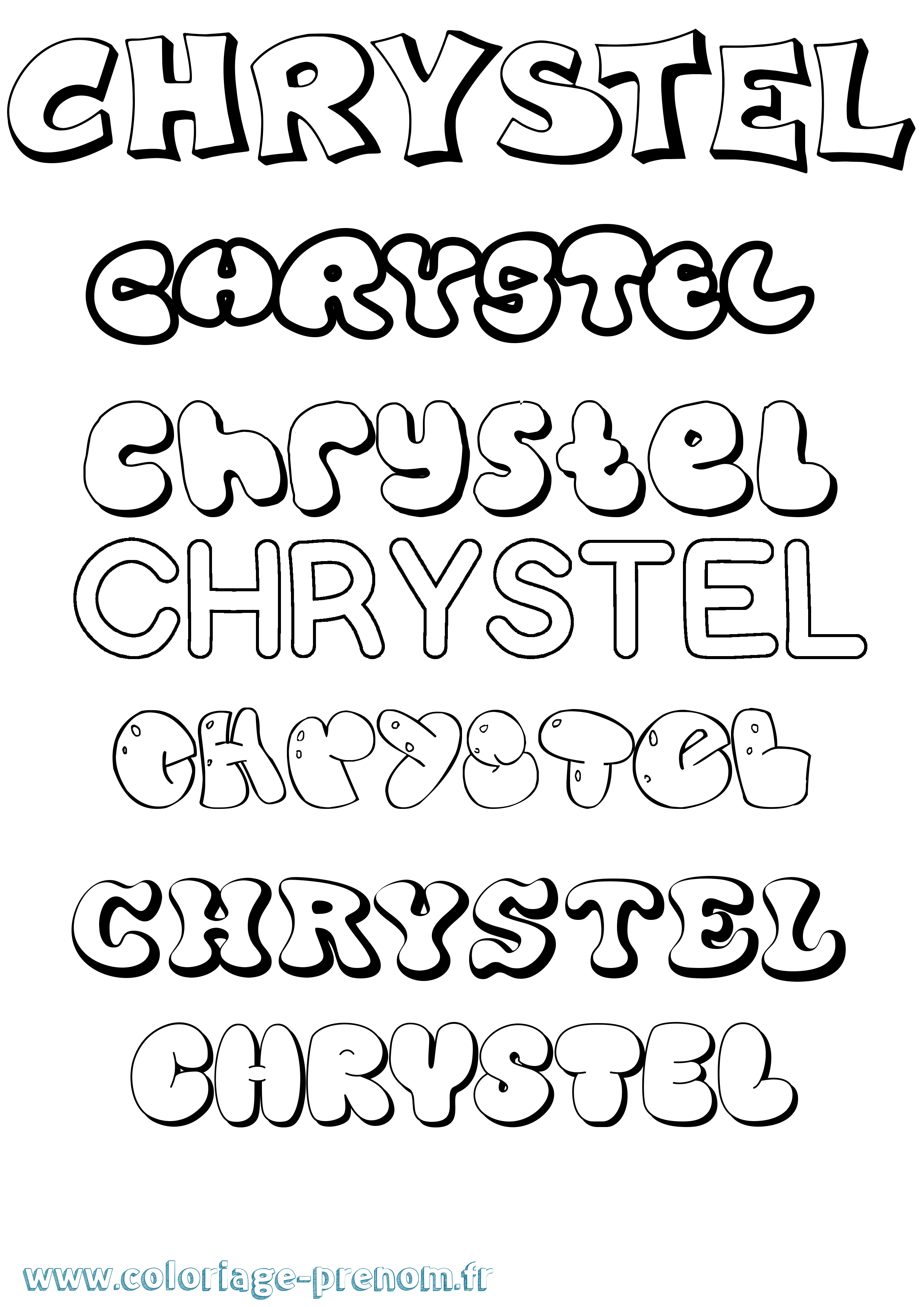 Coloriage prénom Chrystel Bubble