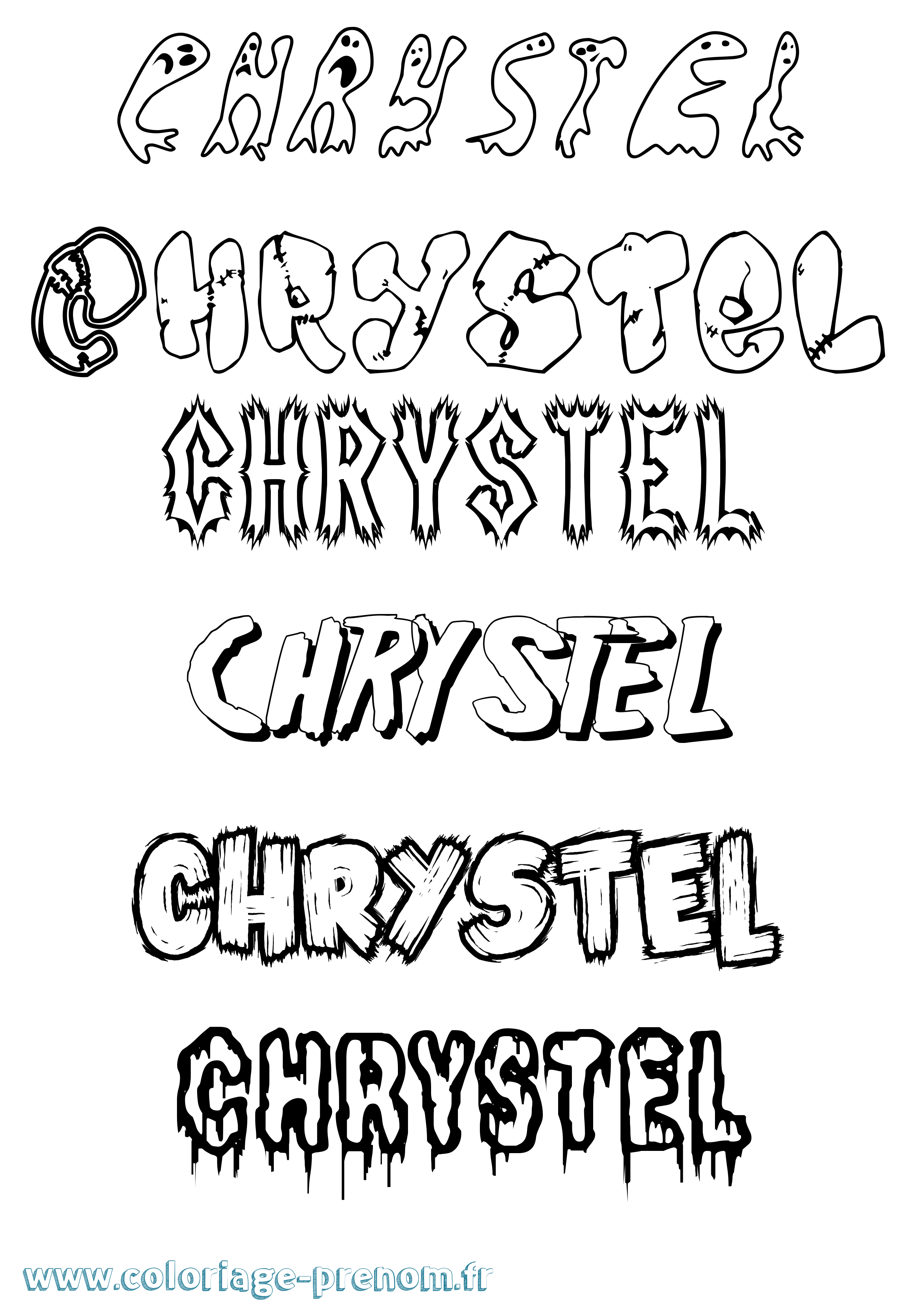 Coloriage prénom Chrystel Frisson