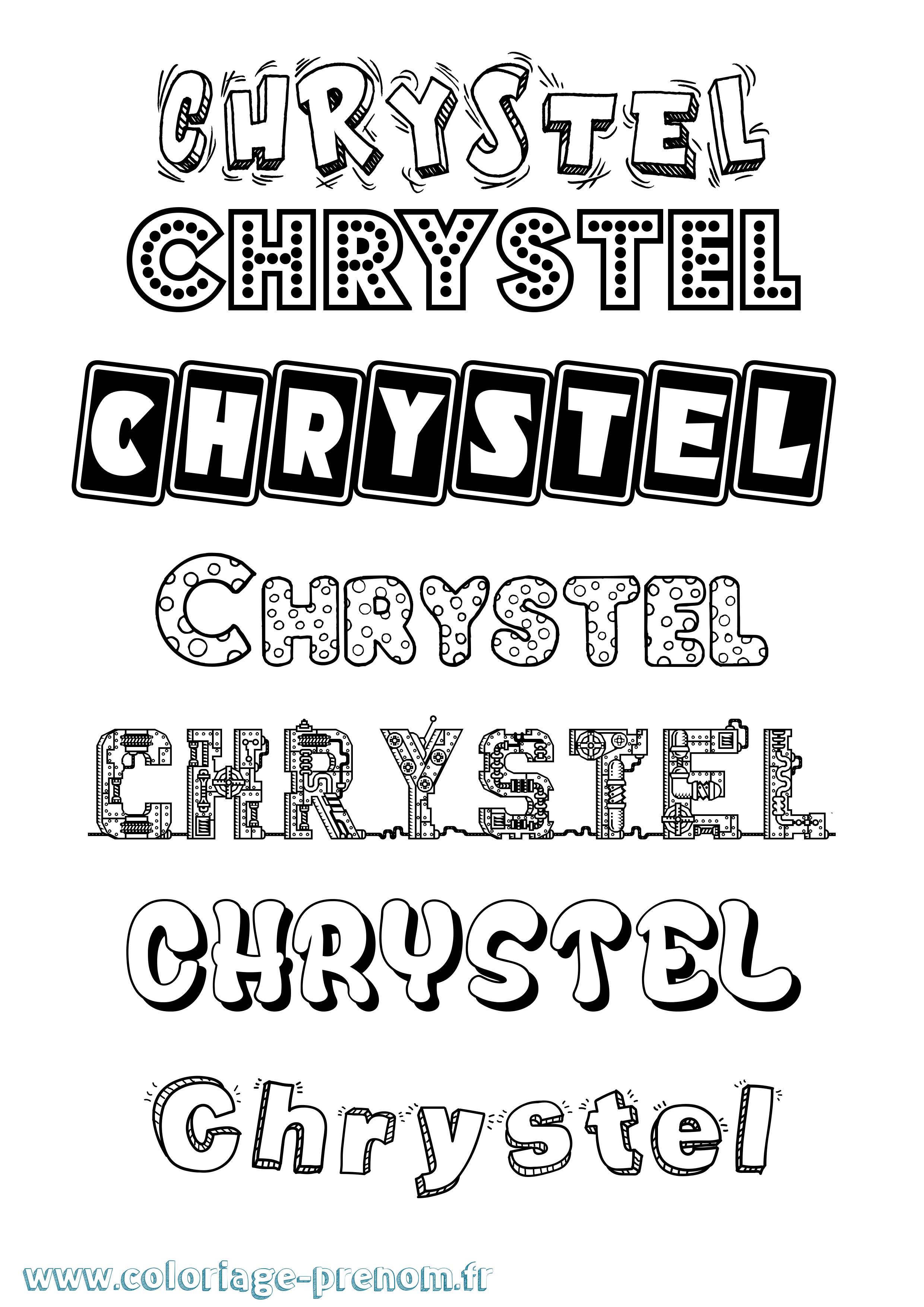 Coloriage prénom Chrystel Fun