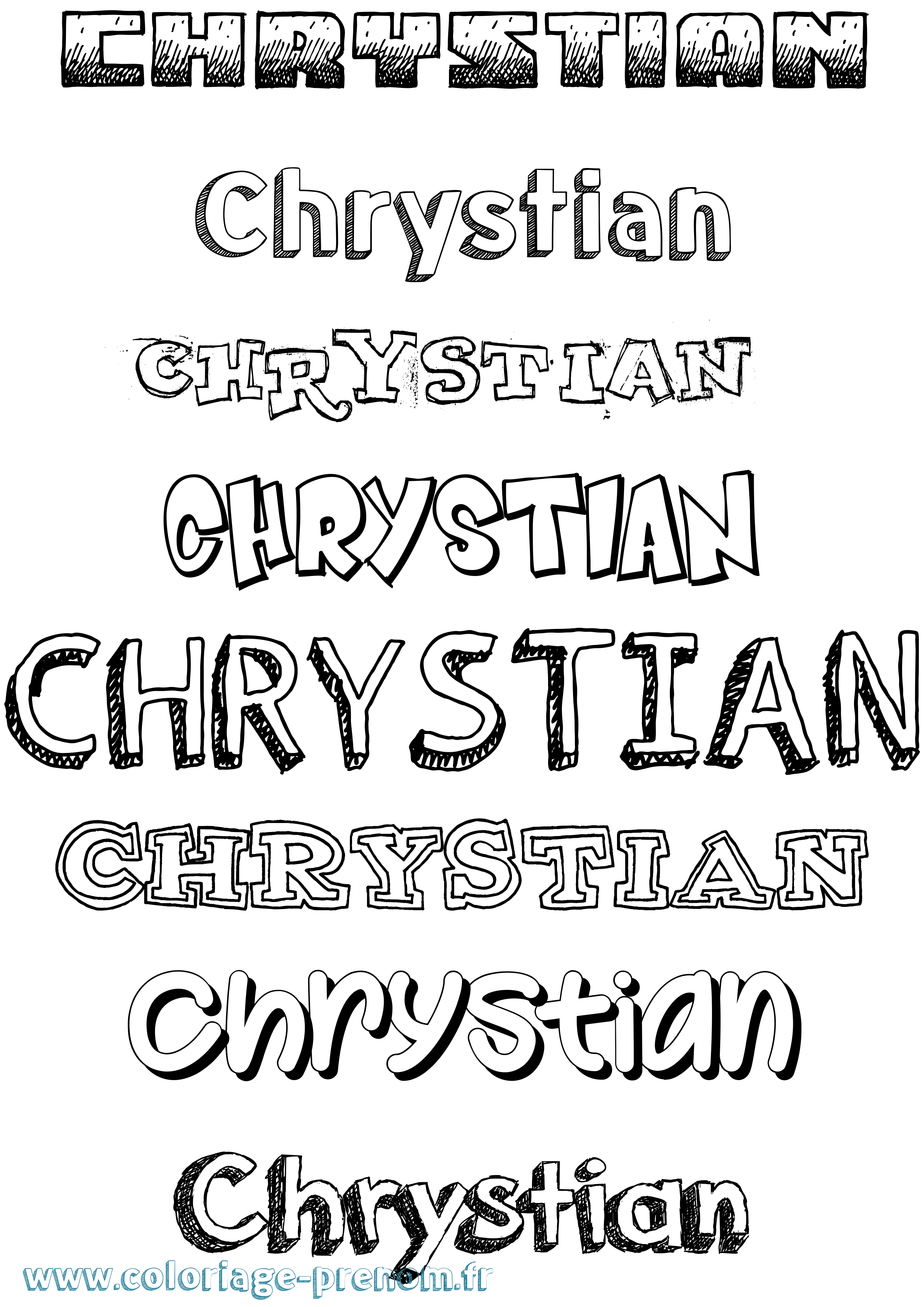 Coloriage prénom Chrystian Dessiné