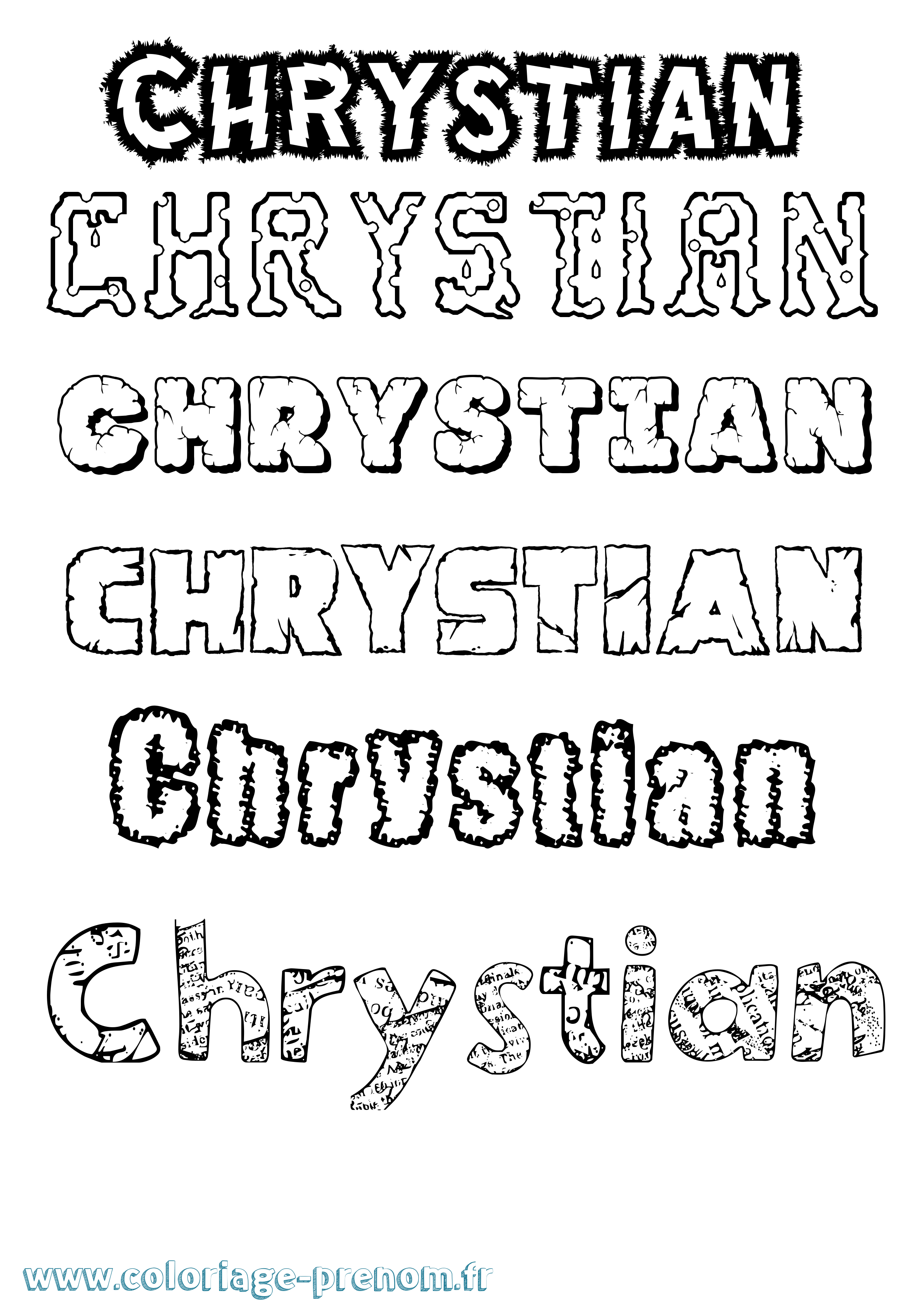Coloriage prénom Chrystian Destructuré
