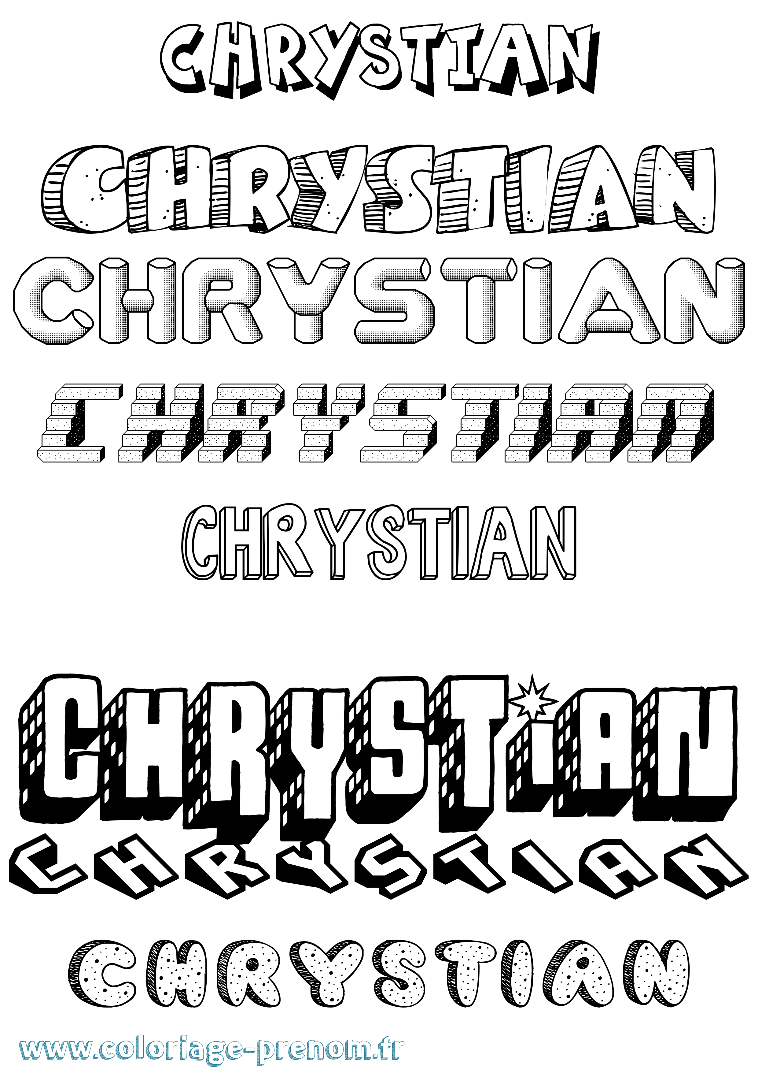 Coloriage prénom Chrystian Effet 3D