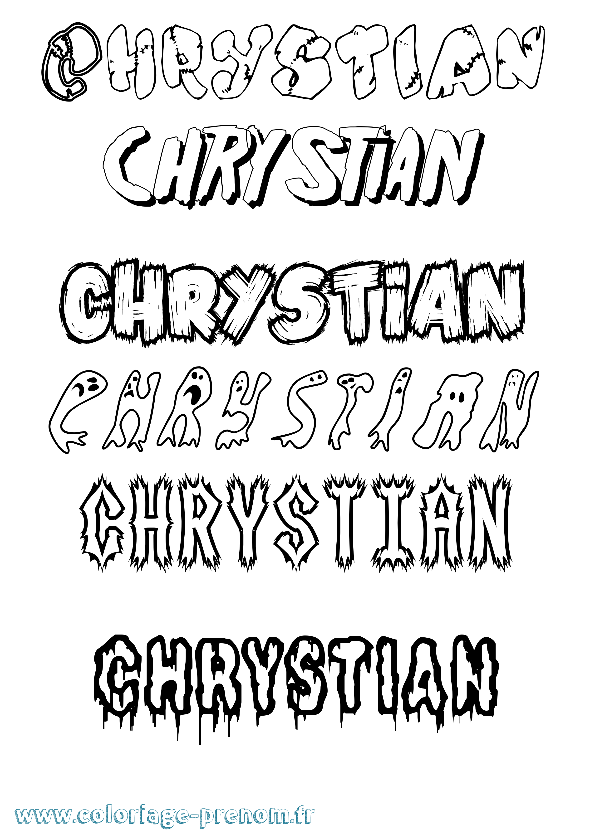 Coloriage prénom Chrystian Frisson