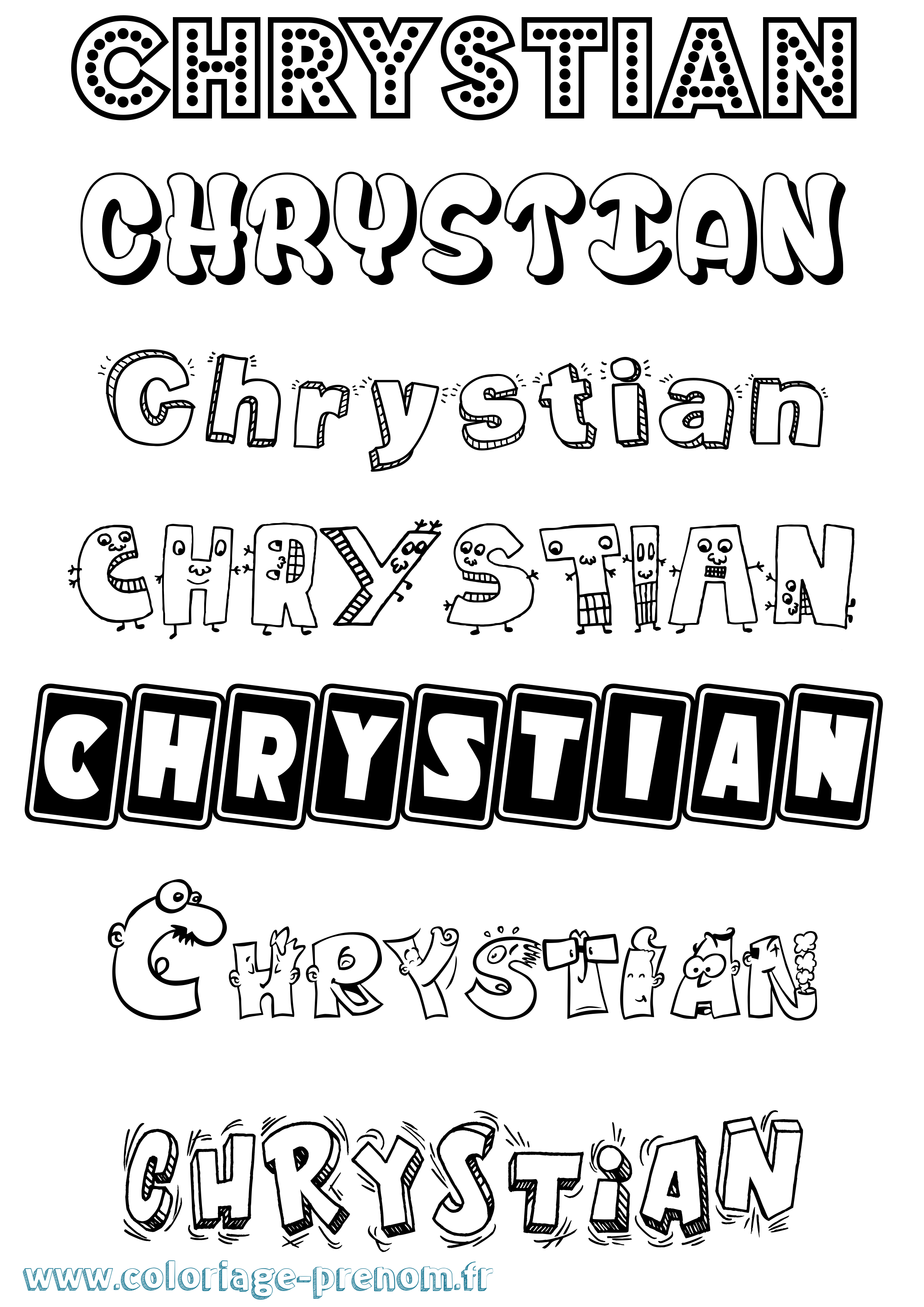 Coloriage prénom Chrystian Fun