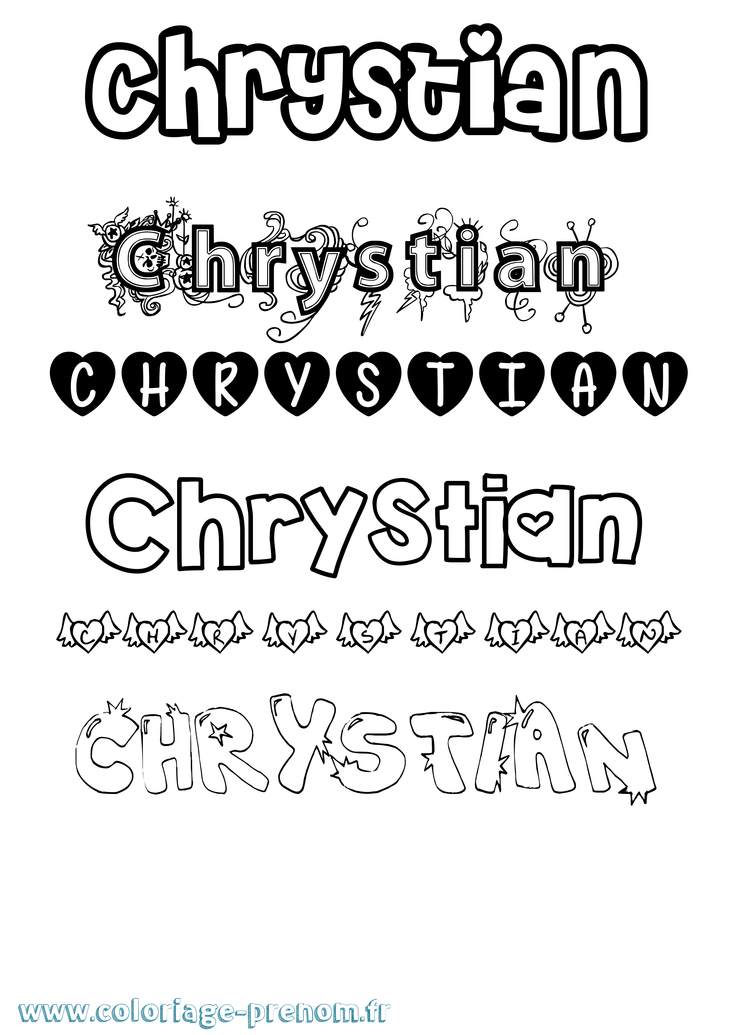 Coloriage prénom Chrystian Girly
