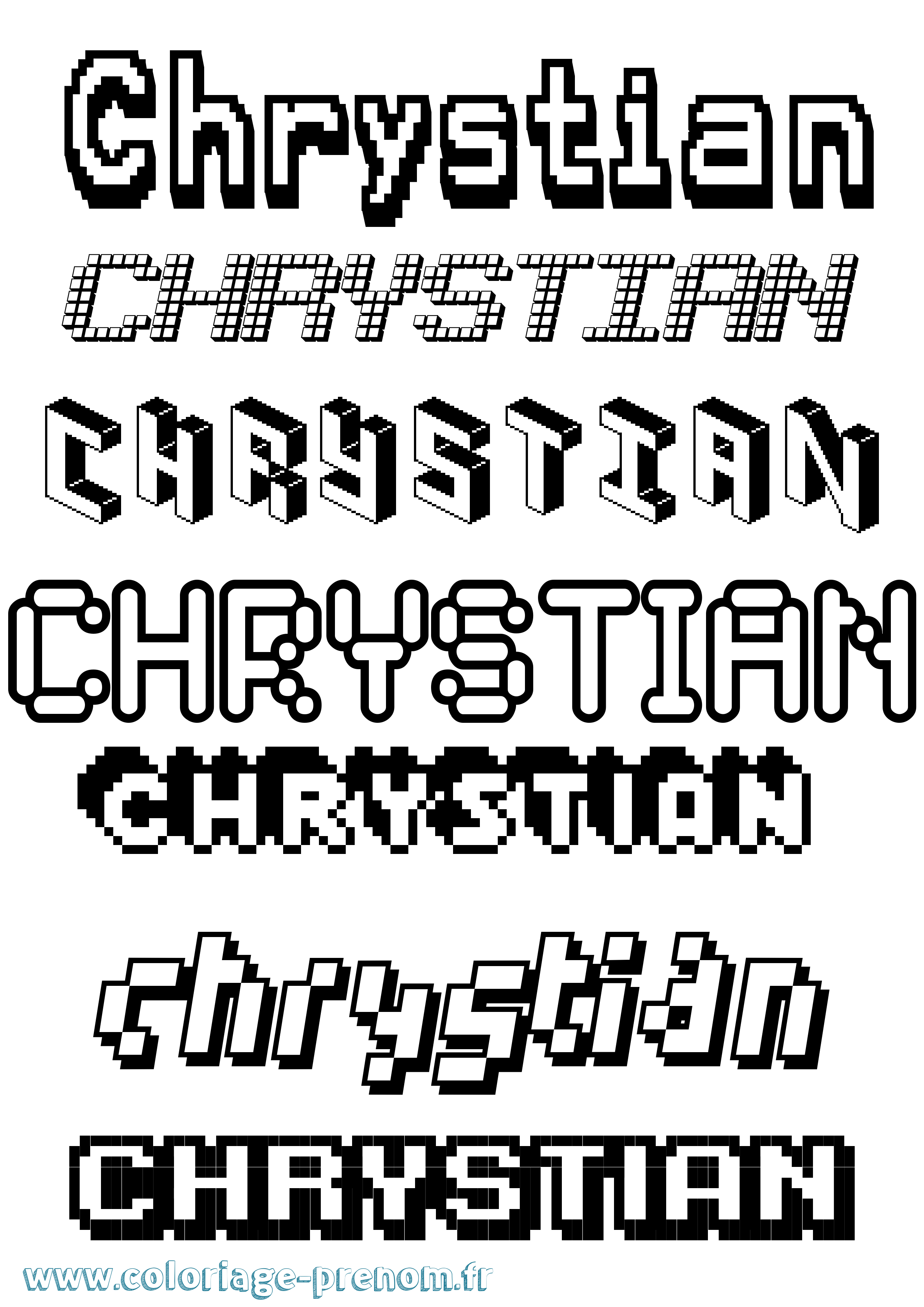Coloriage prénom Chrystian Pixel