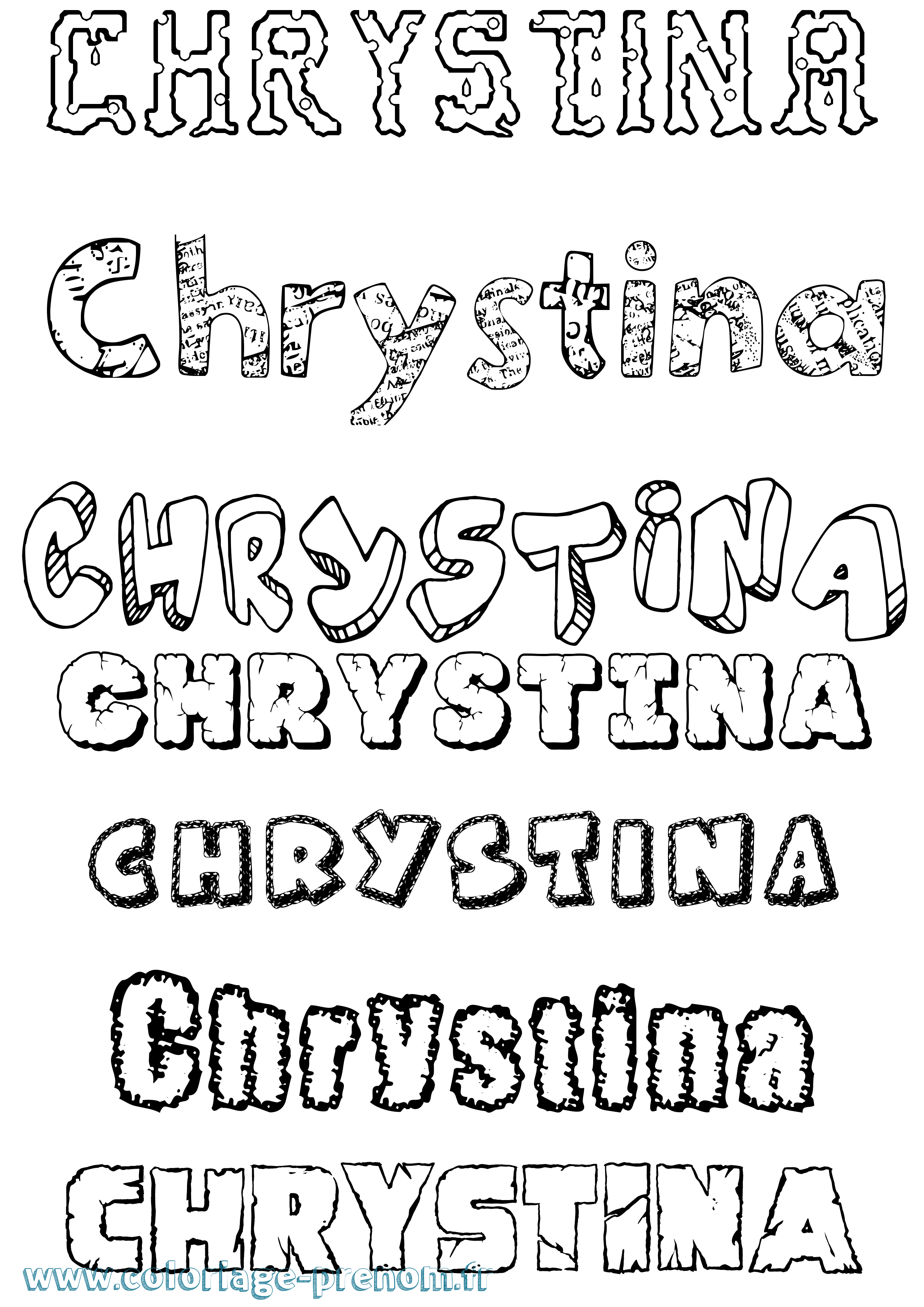 Coloriage prénom Chrystina Destructuré