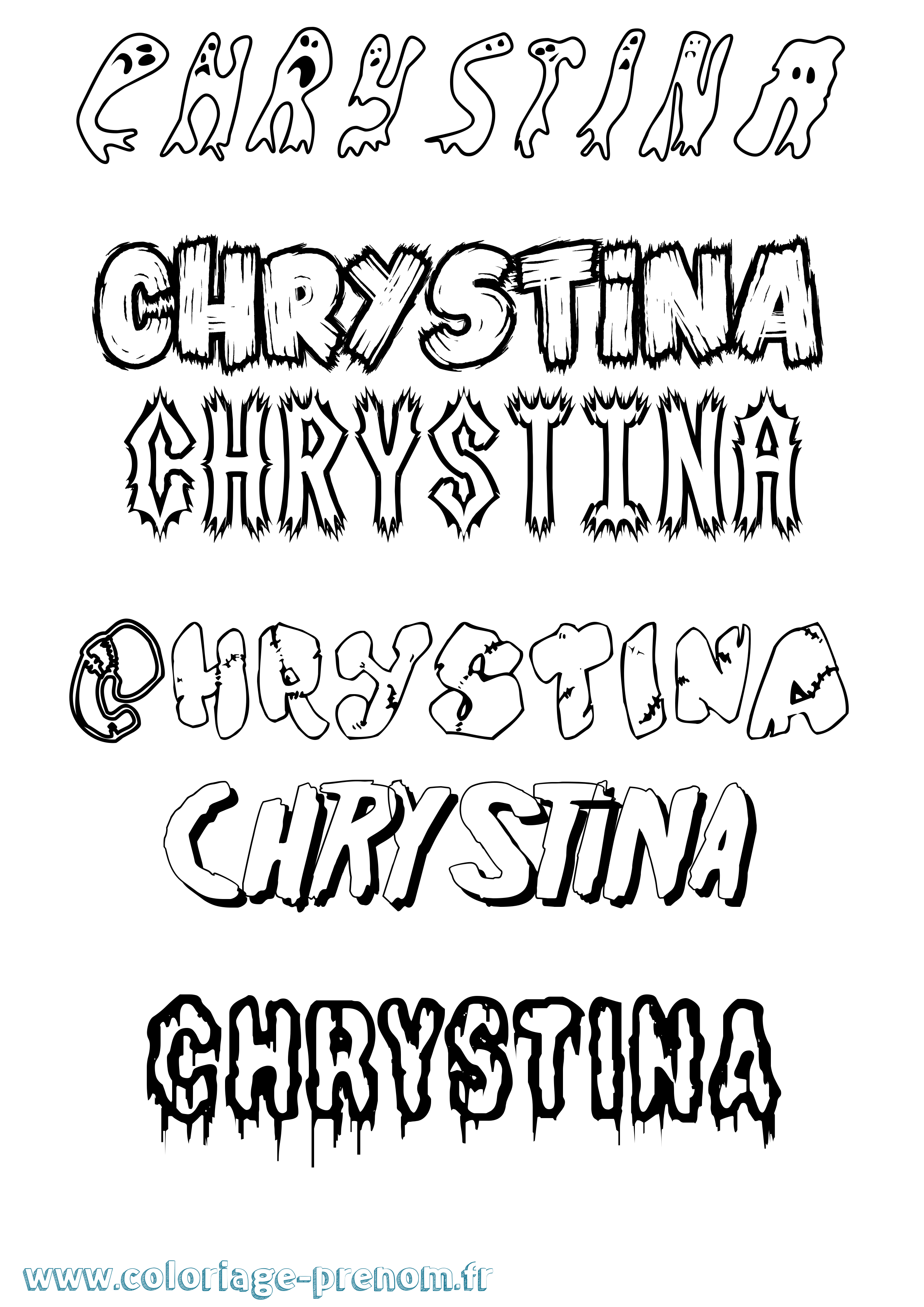 Coloriage prénom Chrystina Frisson
