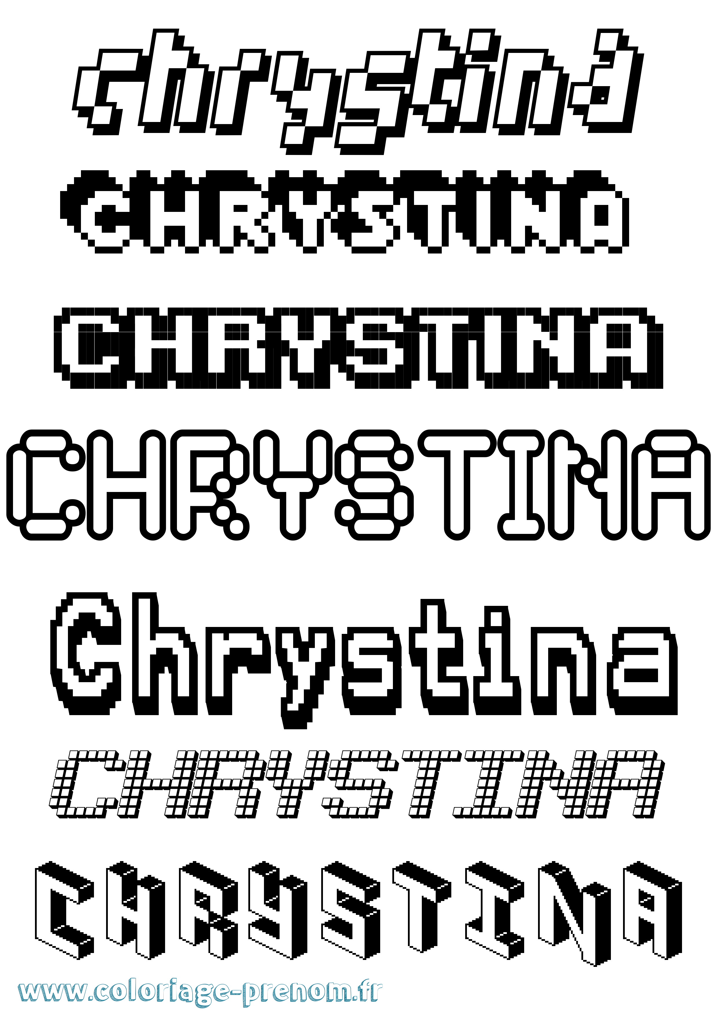 Coloriage prénom Chrystina Pixel