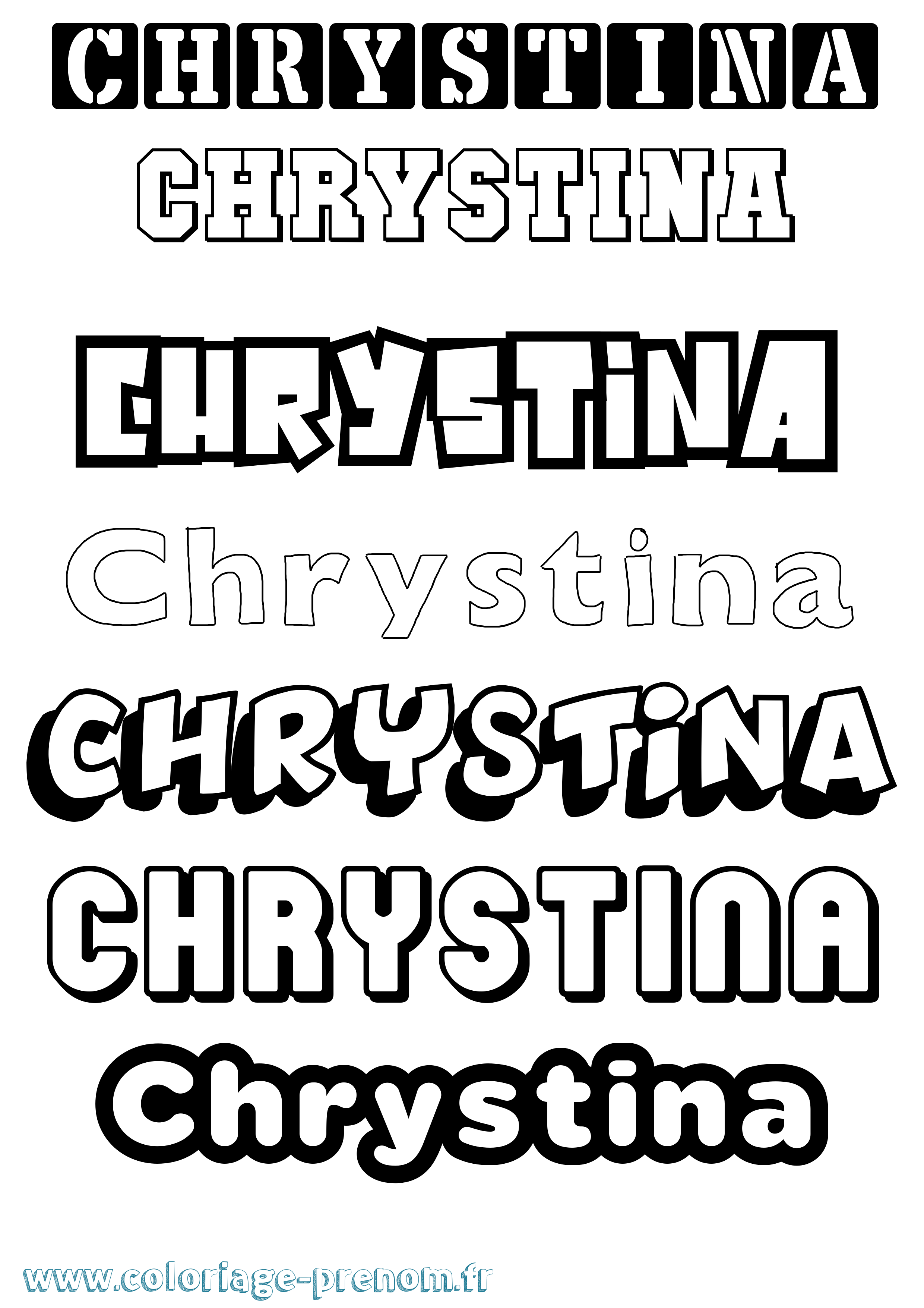 Coloriage prénom Chrystina Simple